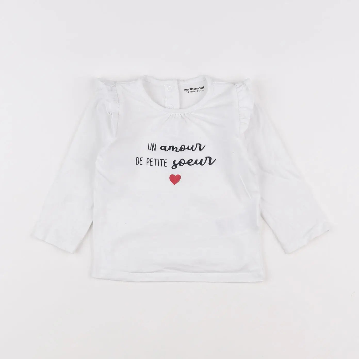 Vertbaudet - tee-shirt blanc - 12 mois
