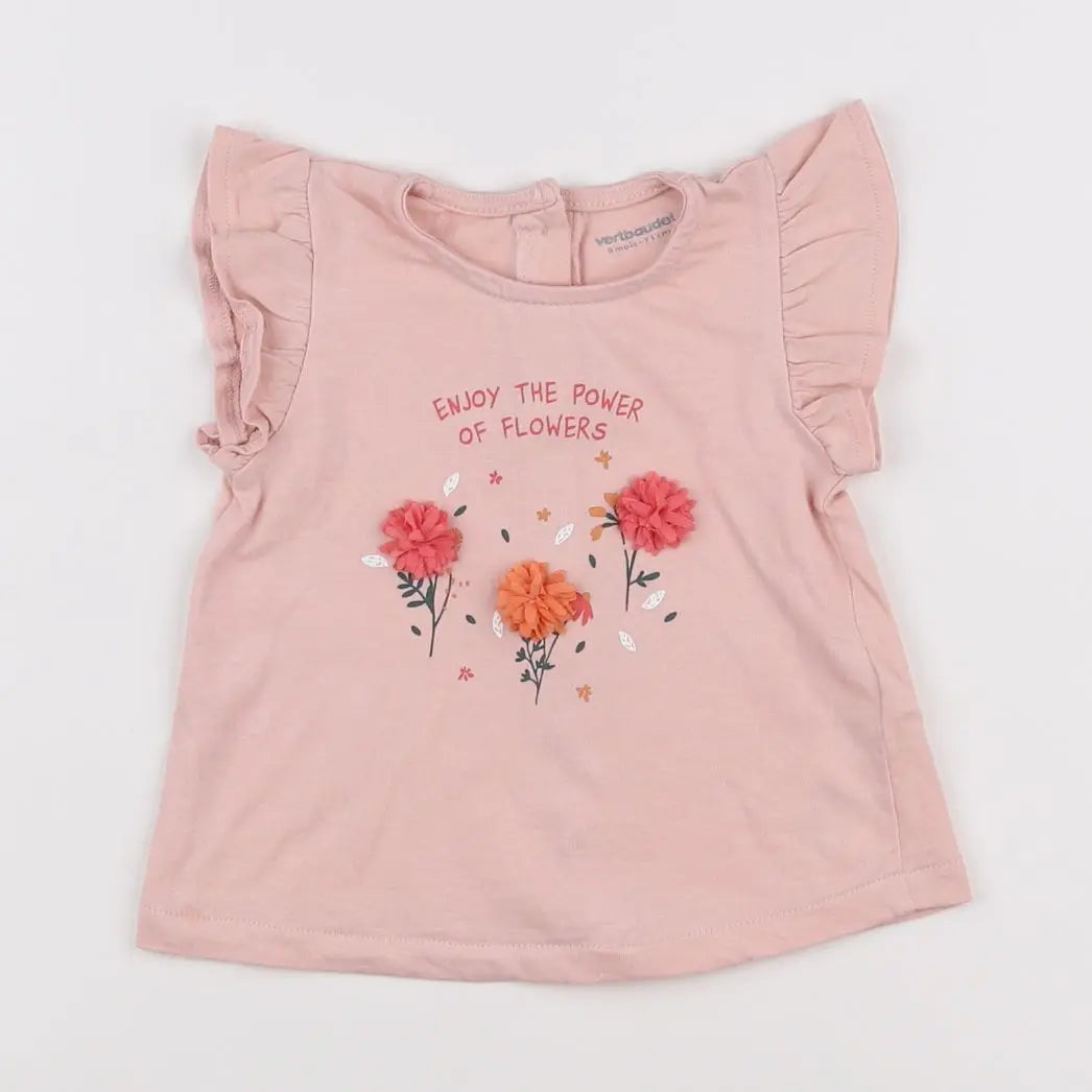 Vertbaudet - tee-shirt rose - 9 mois