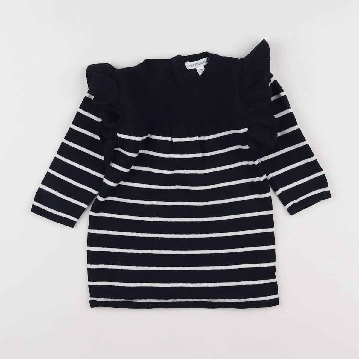 Vertbaudet - robe bleu, blanc - 6 mois