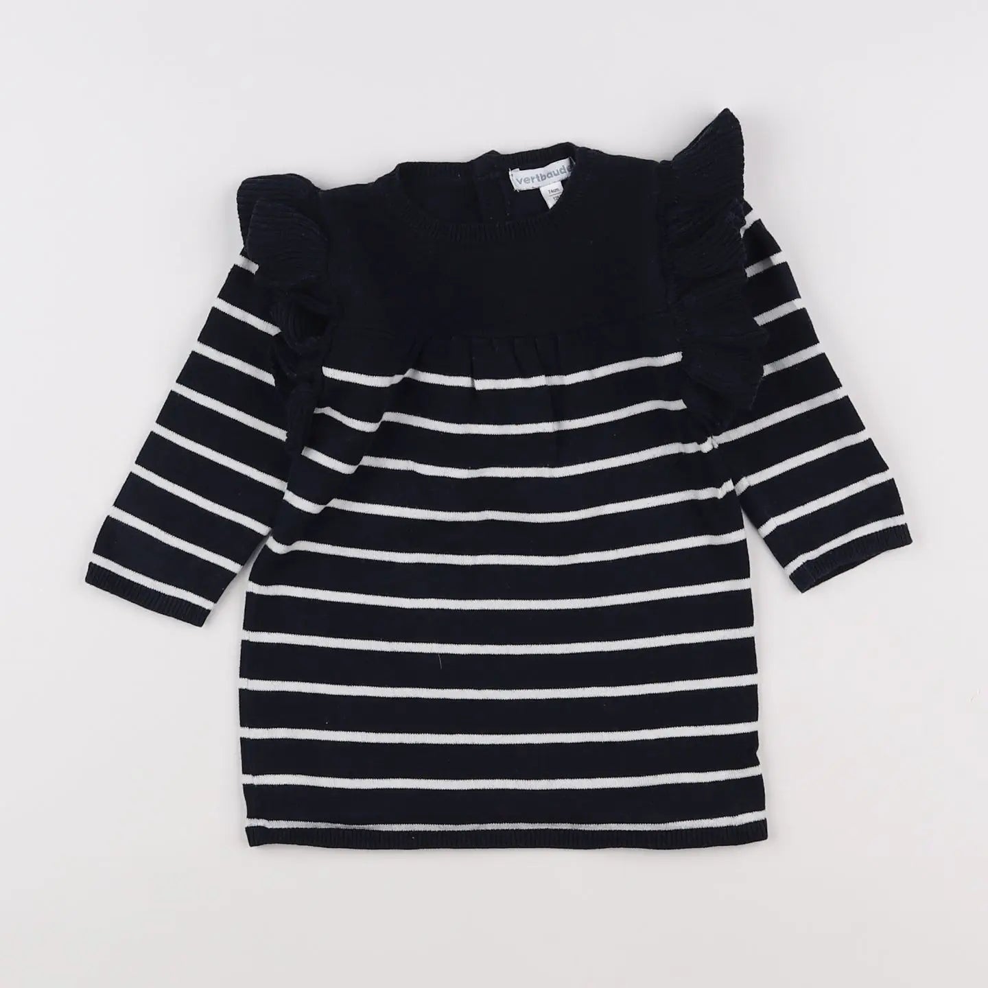 Vertbaudet - robe bleu, blanc - 6 mois
