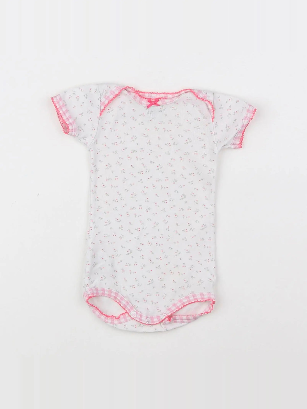 Petit Bateau - body blanc, rose - 3 mois
