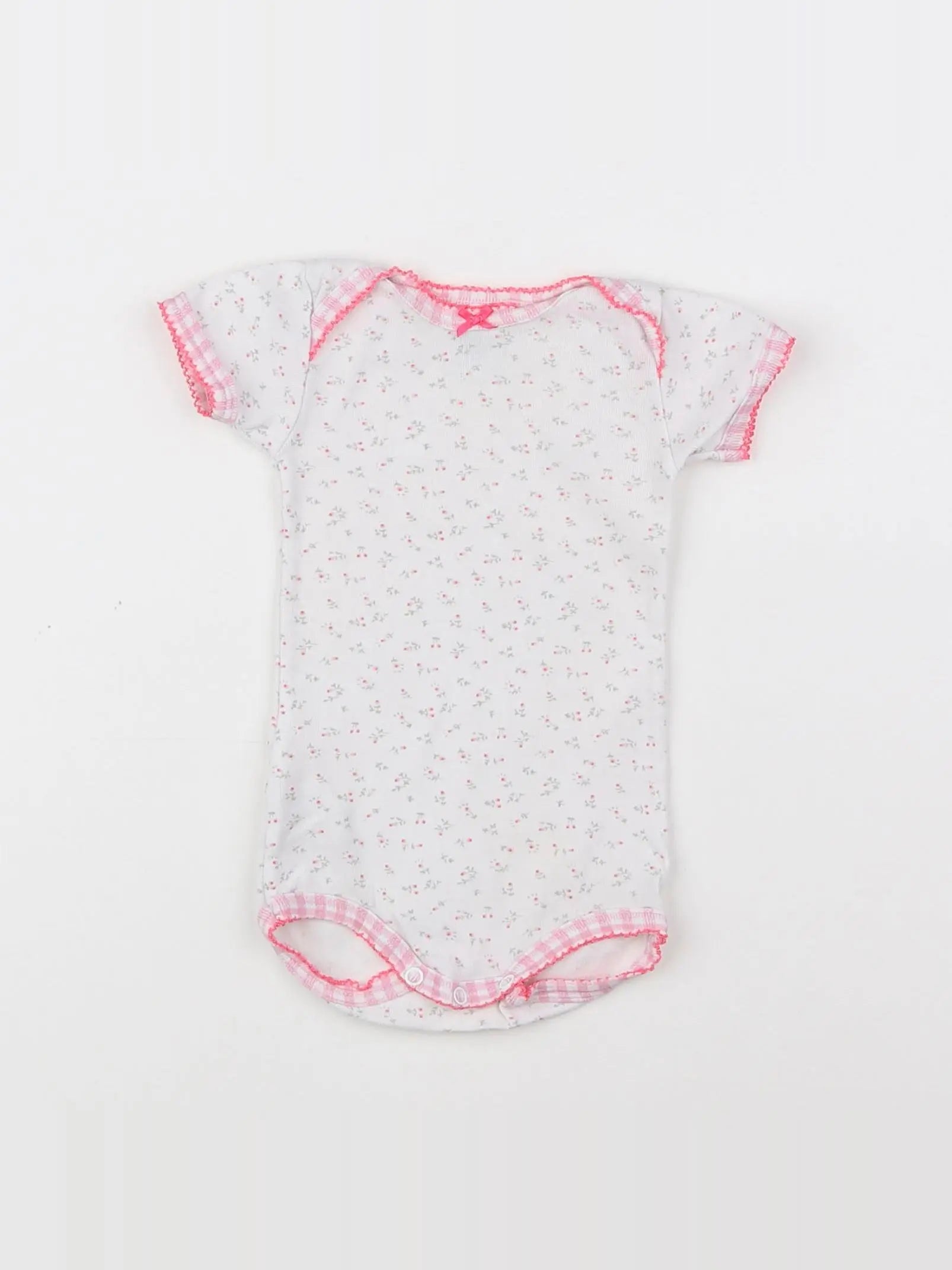 Petit Bateau - body blanc, rose - 3 mois