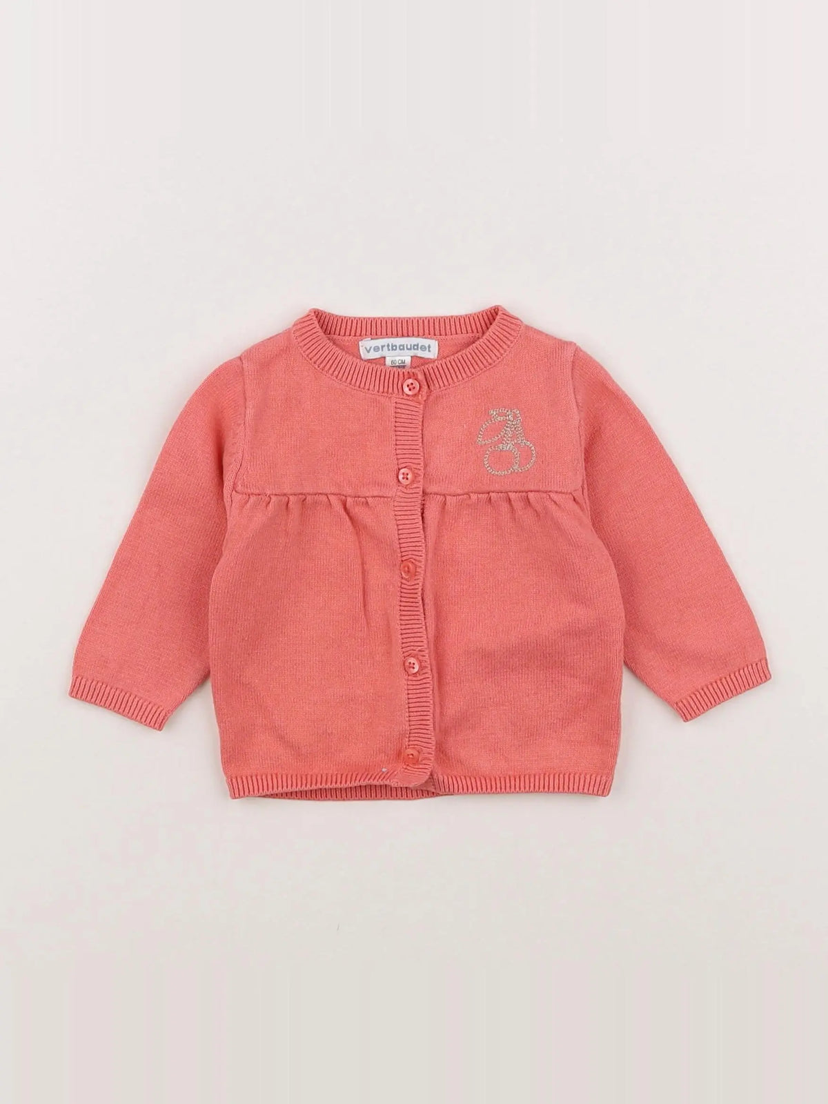 Vertbaudet - gilet rose, orange - 3 mois