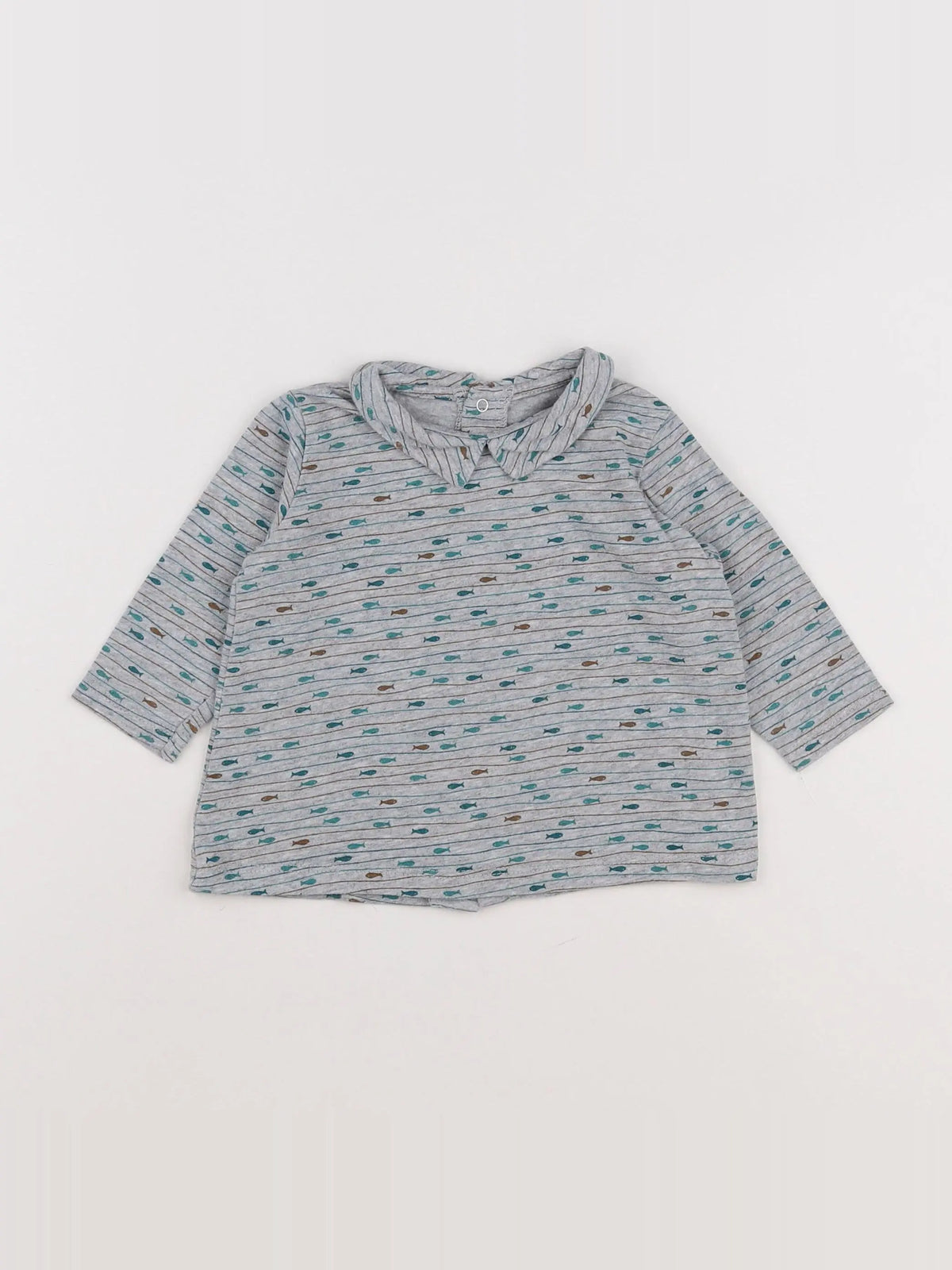 Boutchou - tee-shirt gris, bleu - 12 mois