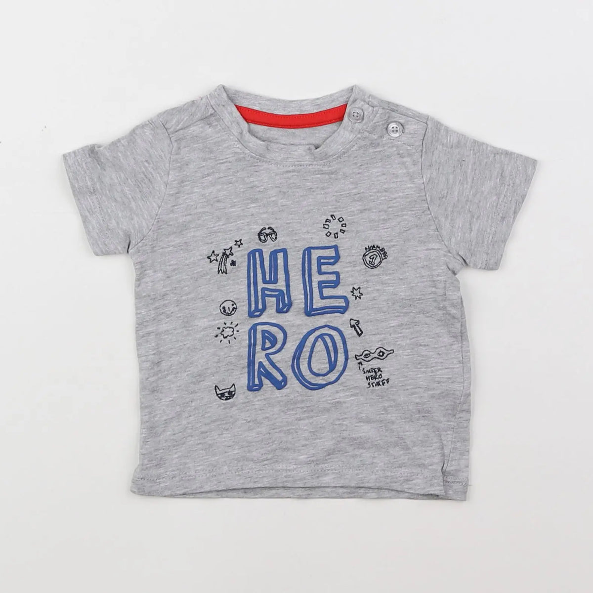 Vertbaudet - tee-shirt gris, bleu - 3 mois