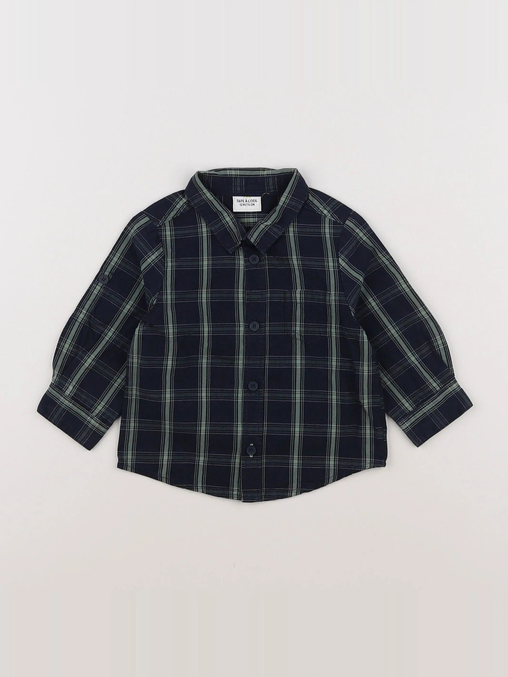 Tape à l'oeil - chemise bleu, vert - 12 mois