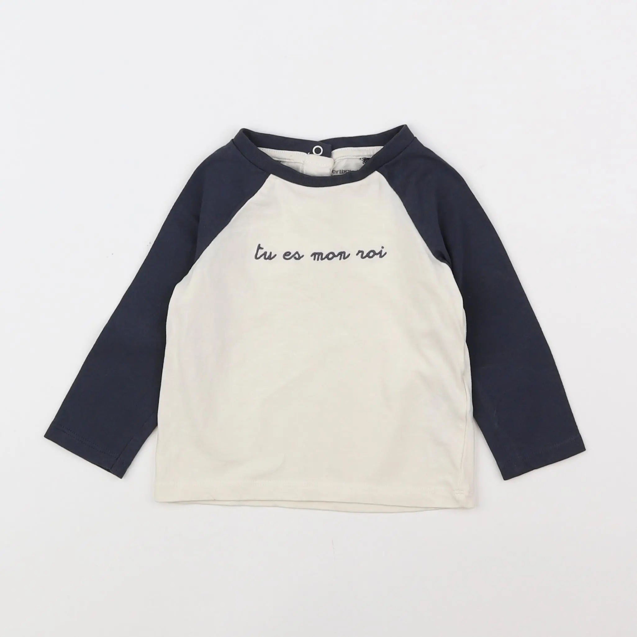 Vertbaudet - tee-shirt beige, gris - 12 mois