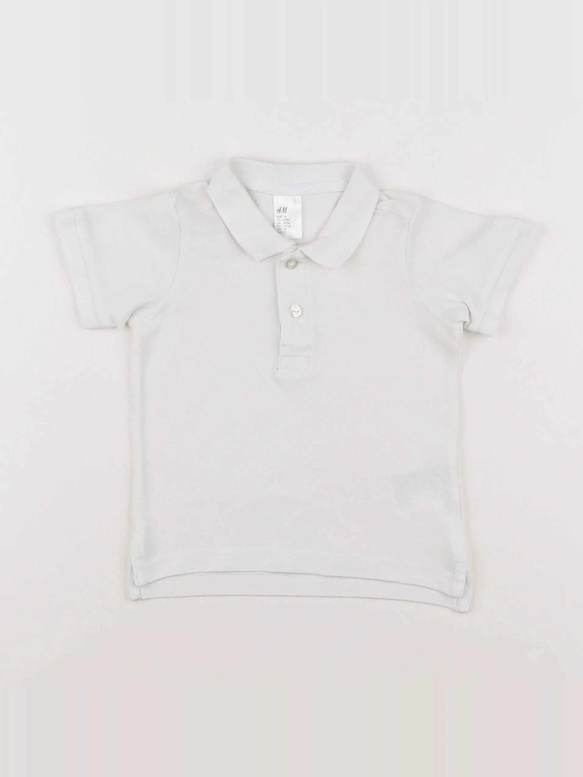 H&M - polo blanc - 6/9 mois