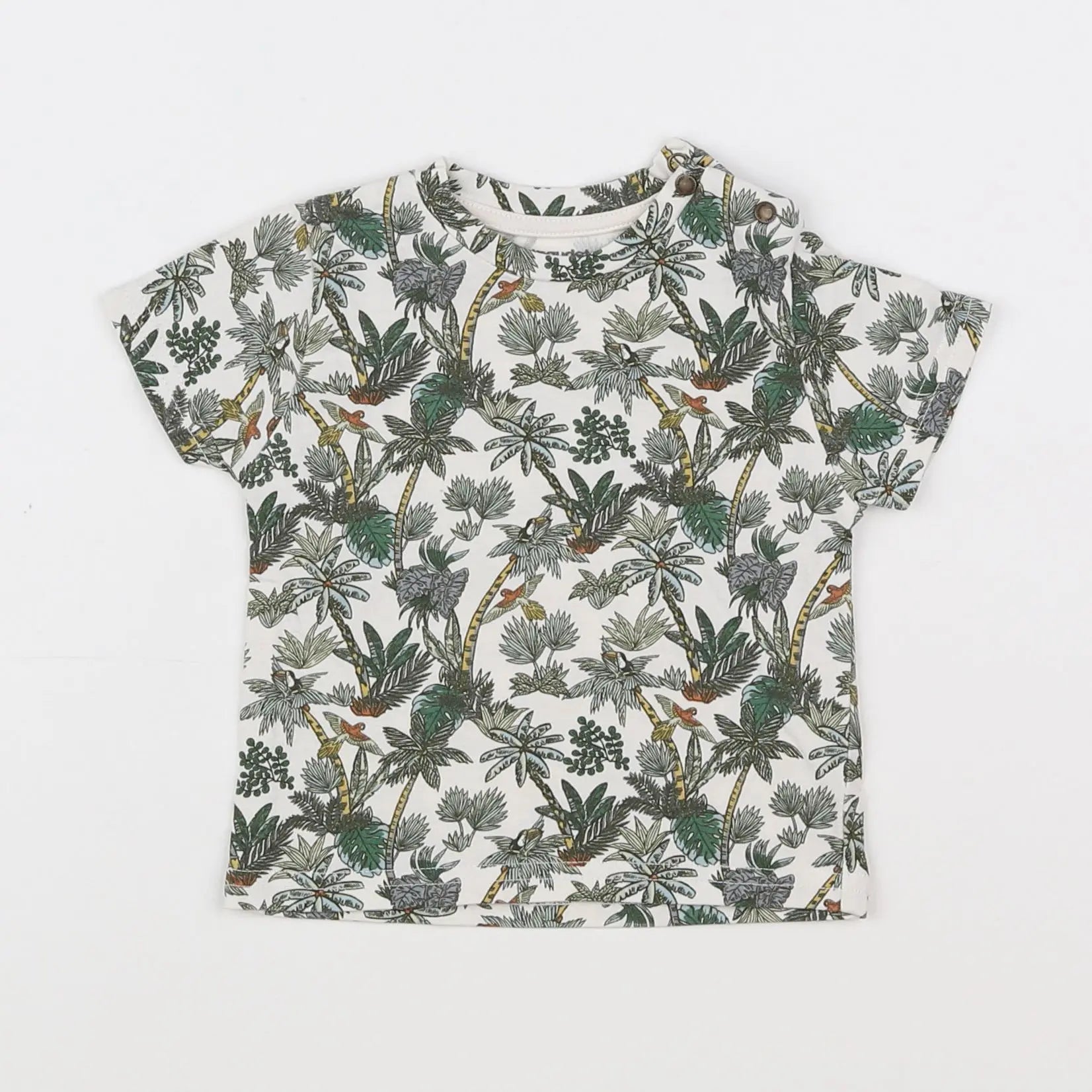 Vertbaudet - tee-shirt blanc, vert - 6 mois