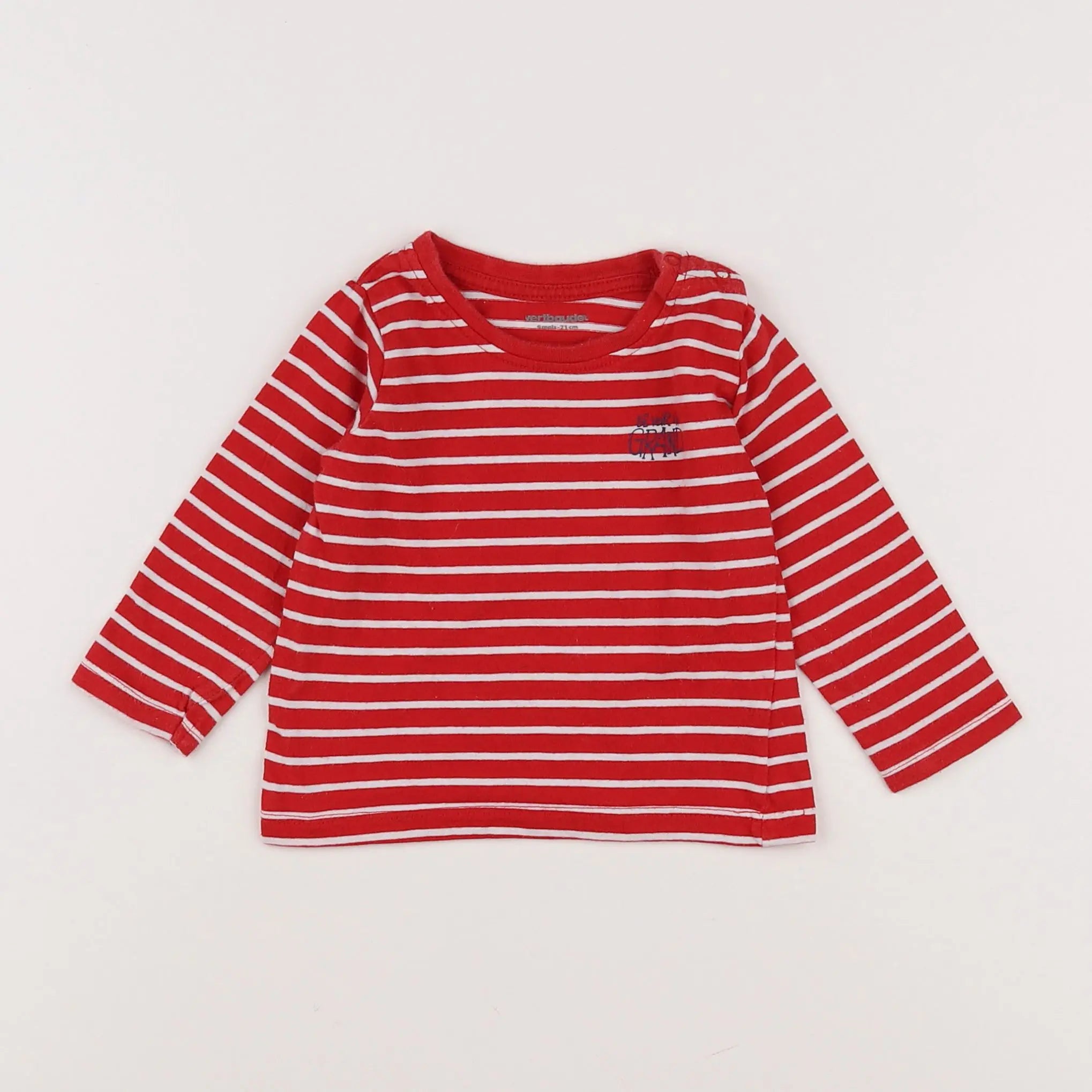 Vertbaudet - tee-shirt blanc, rouge - 9 mois