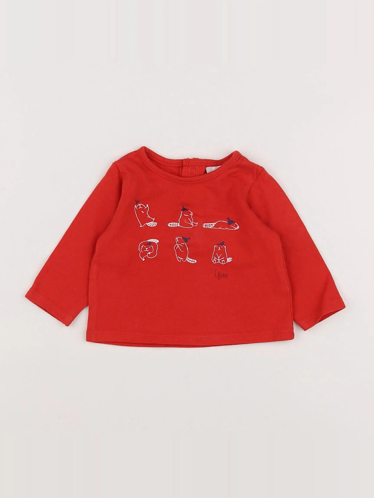 Carrément Beau - tee-shirt rouge - 3 mois