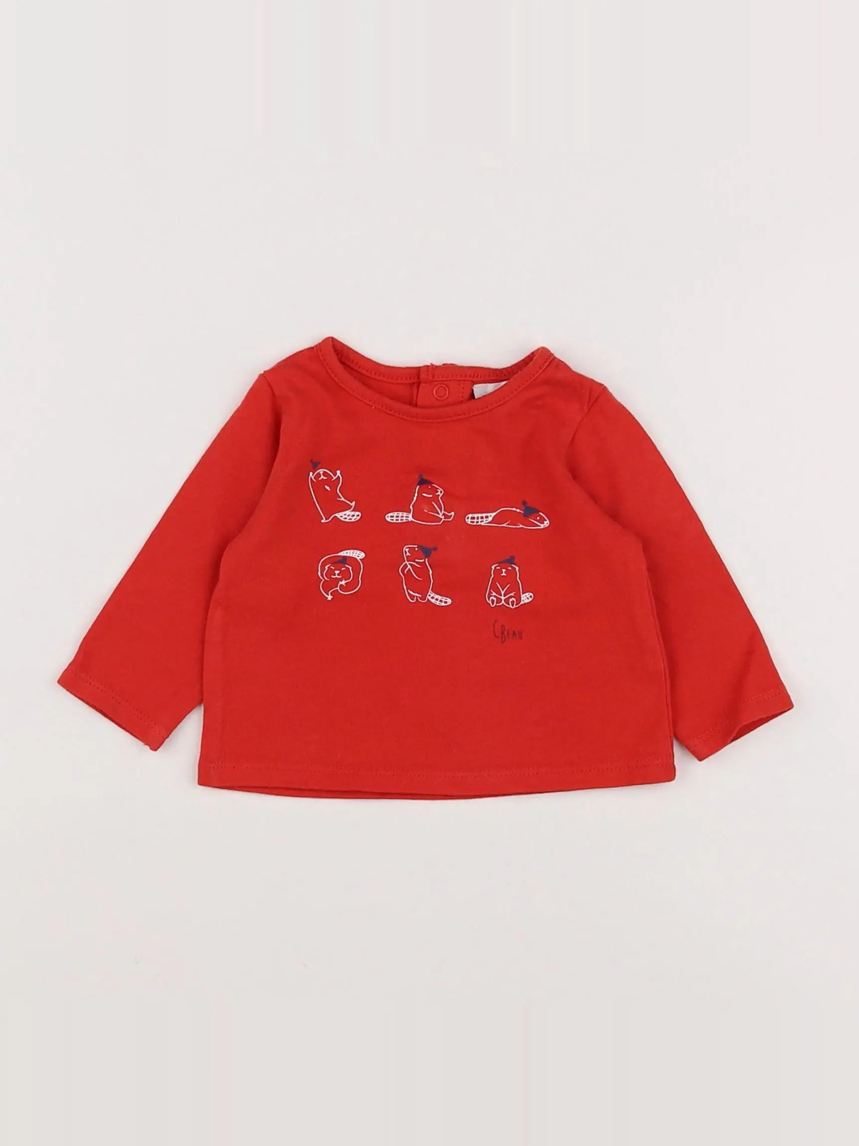 Carrément Beau - tee-shirt rouge - 3 mois