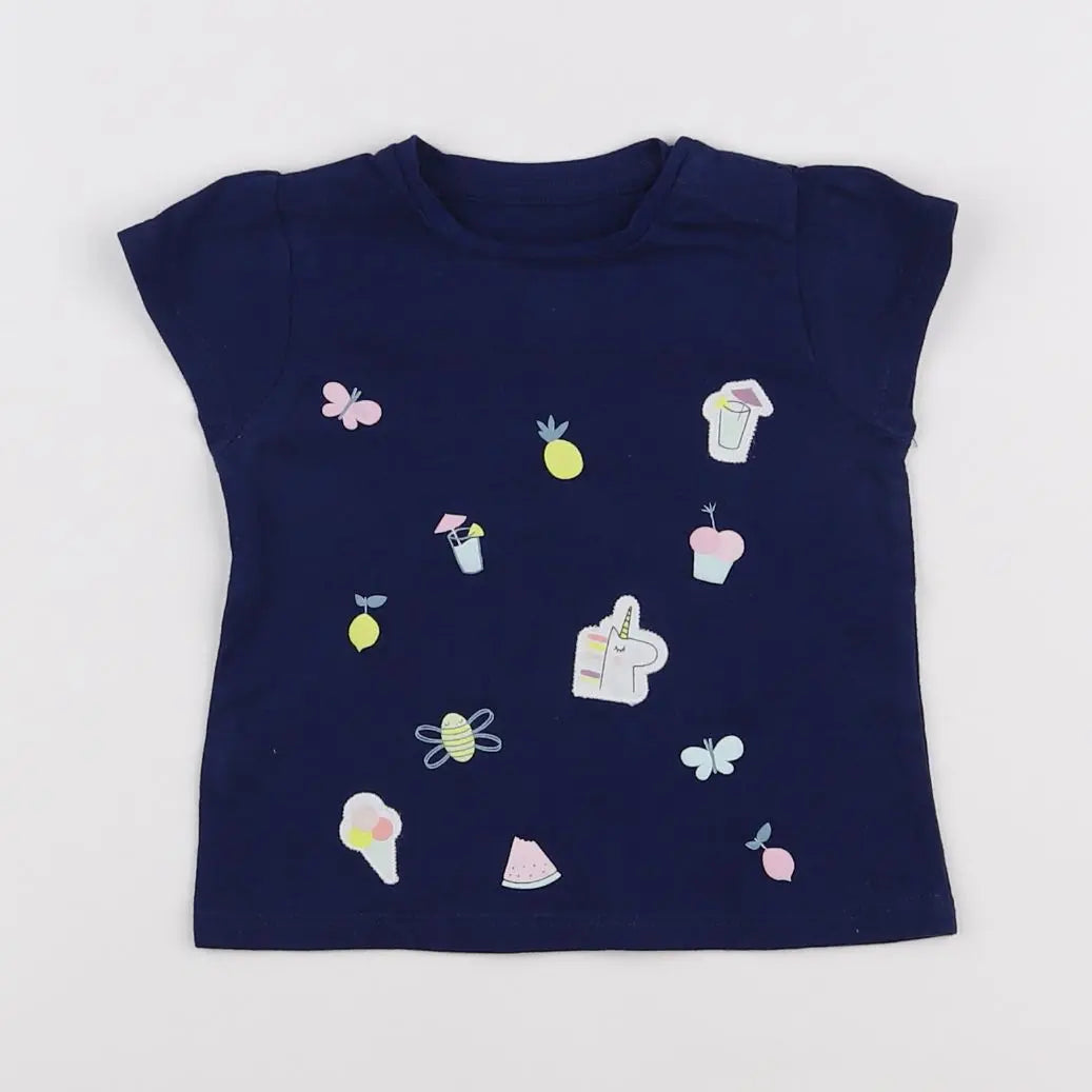 Vertbaudet - tee-shirt bleu - 6 mois