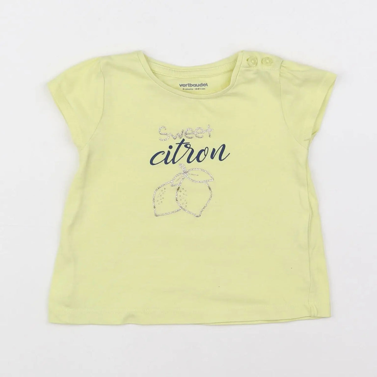 Vertbaudet - tee-shirt jaune, or - 6 mois