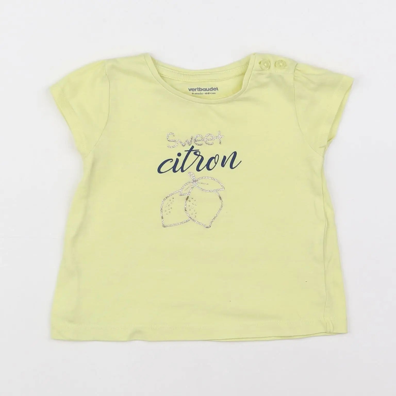 Vertbaudet - tee-shirt jaune, or - 6 mois