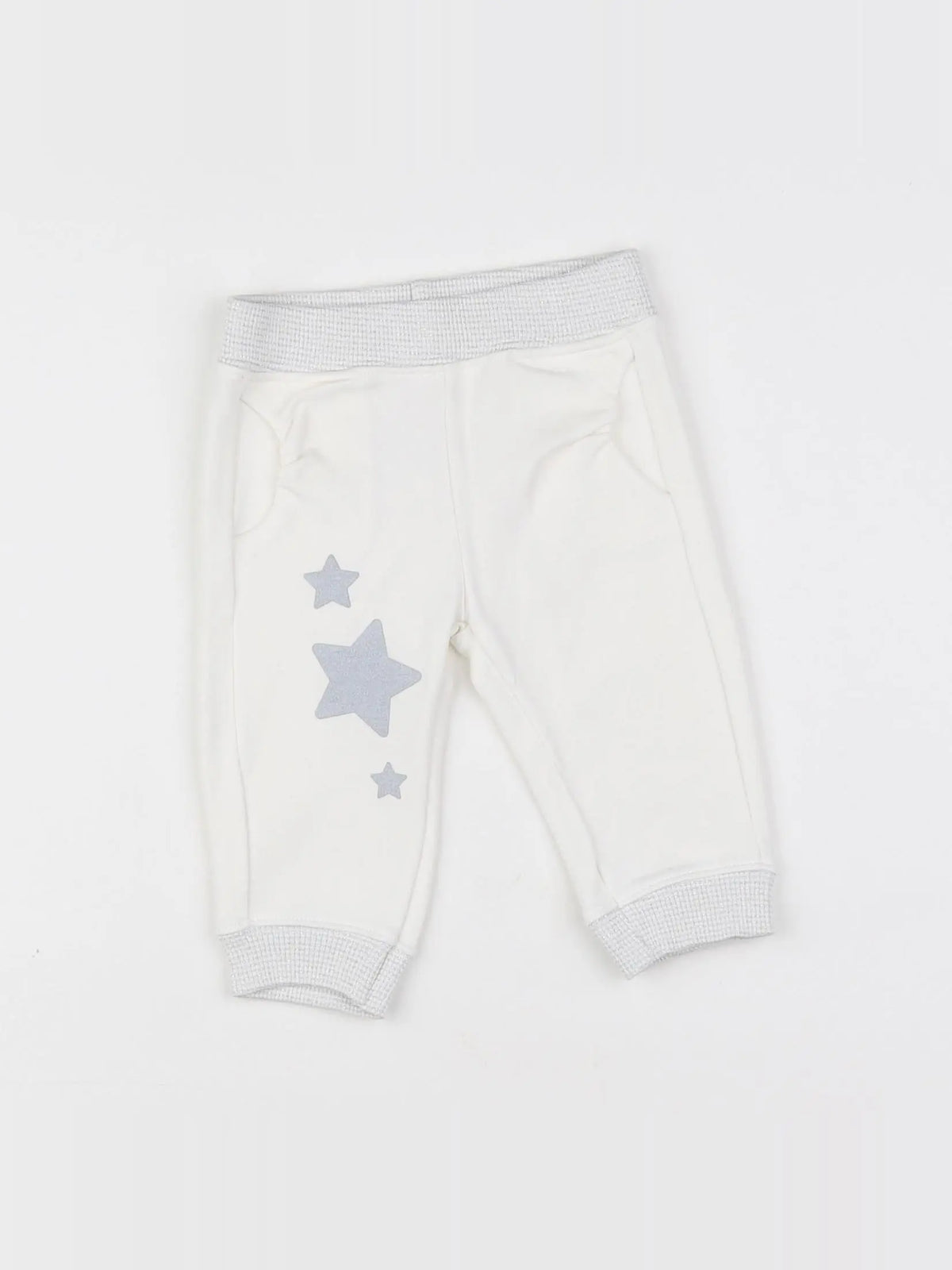 Benetton - jogging blanc, gris - 3/6 mois