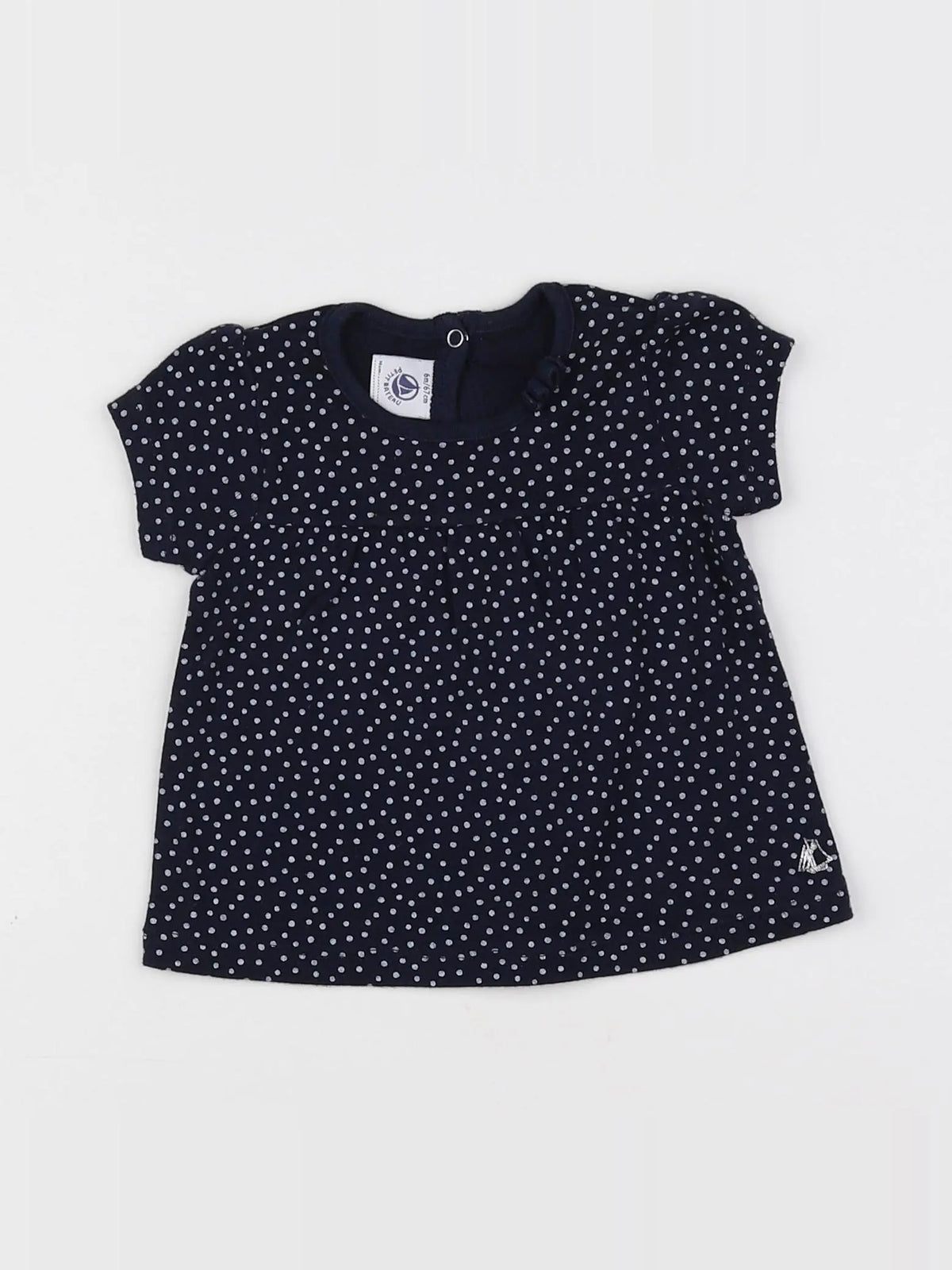 Petit Bateau - tee-shirt blanc, bleu - 6 mois