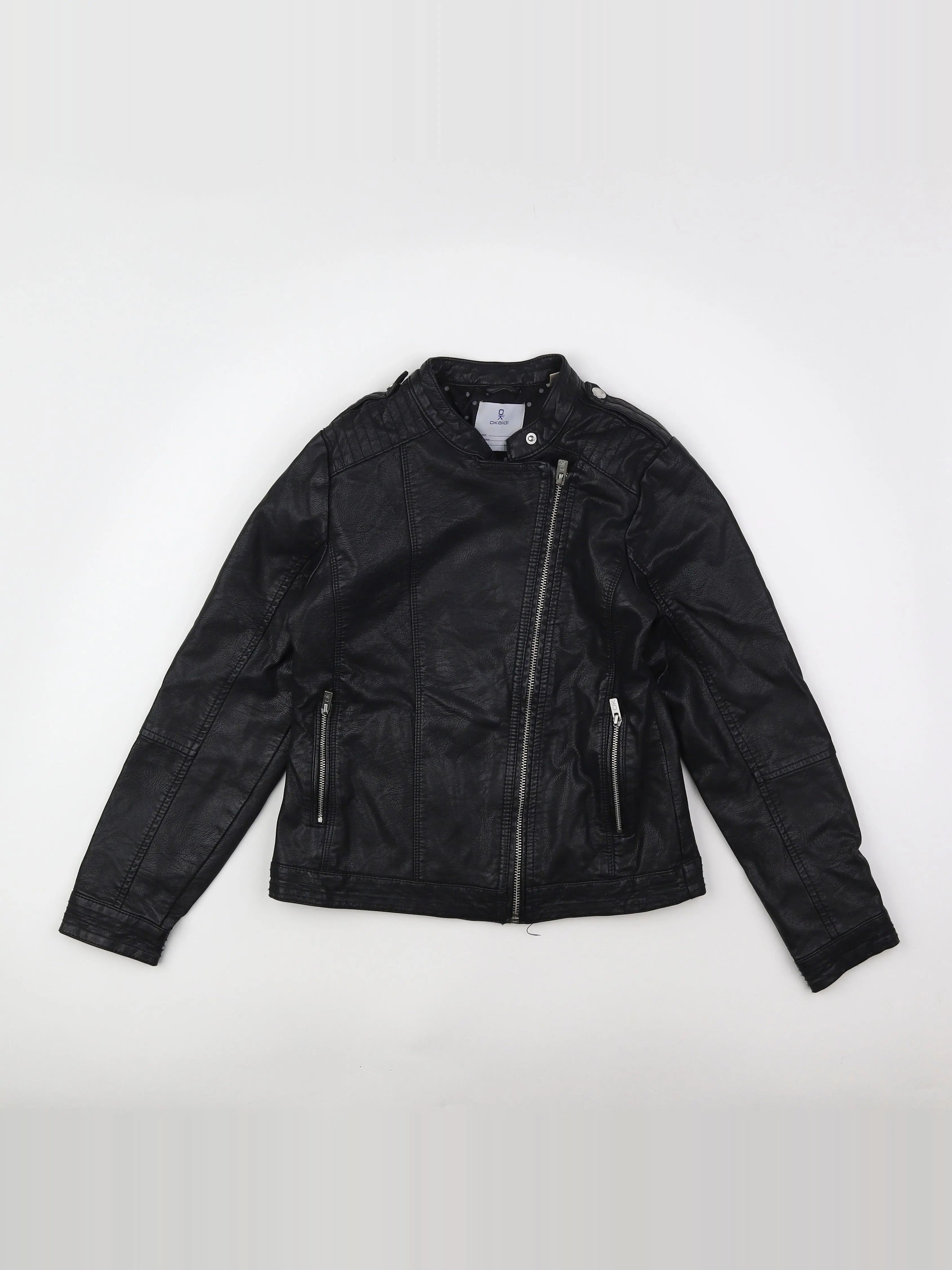Okaidi - veste simili cuir noir - 10 ans