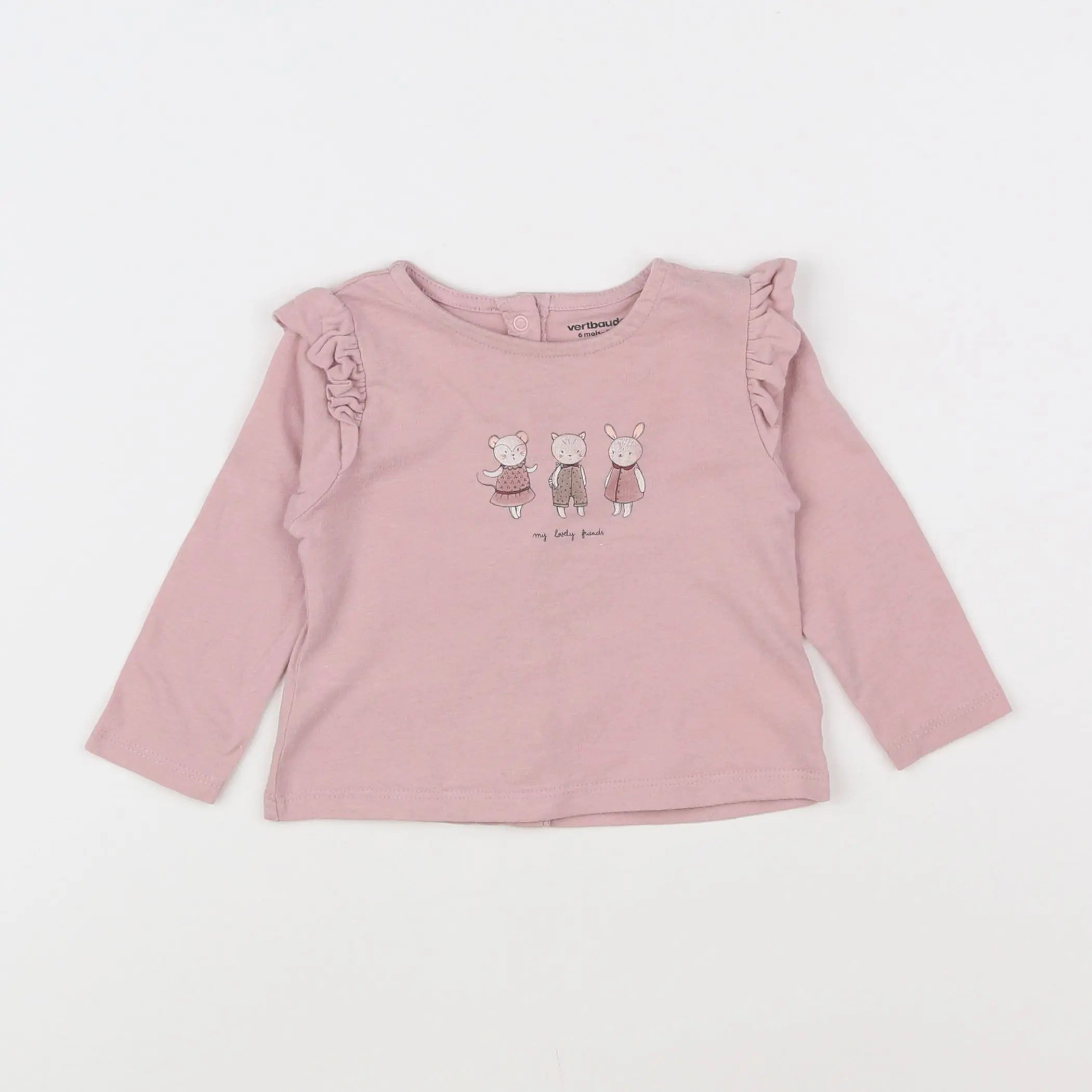 Vertbaudet - tee-shirt rose - 6 mois