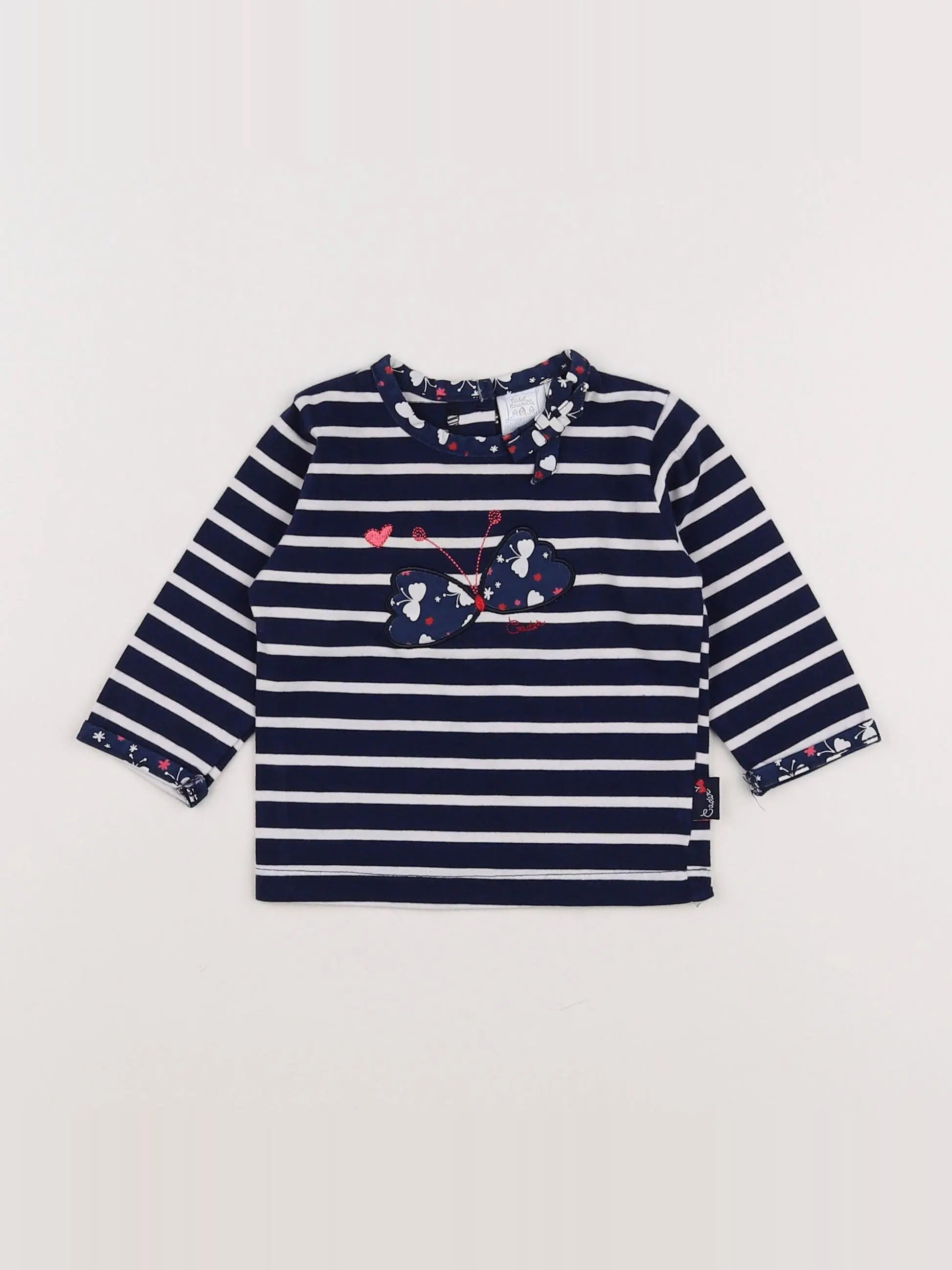 Cadet Rousselle - tee-shirt bleu, blanc - 3 mois