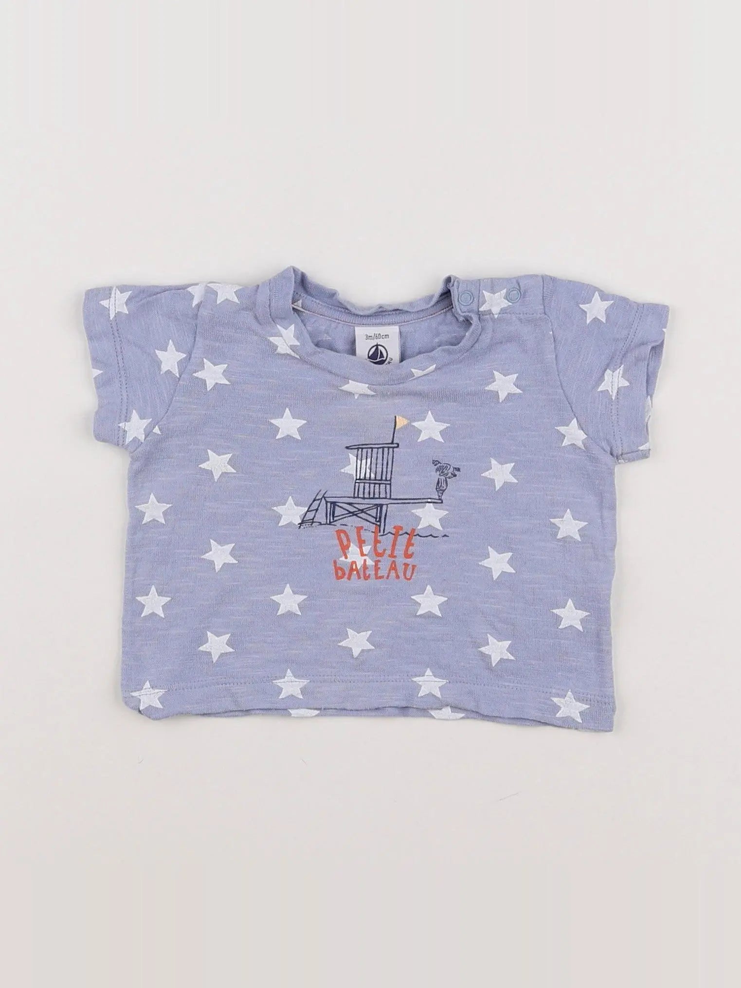 Petit Bateau - tee-shirt bleu - 3 mois