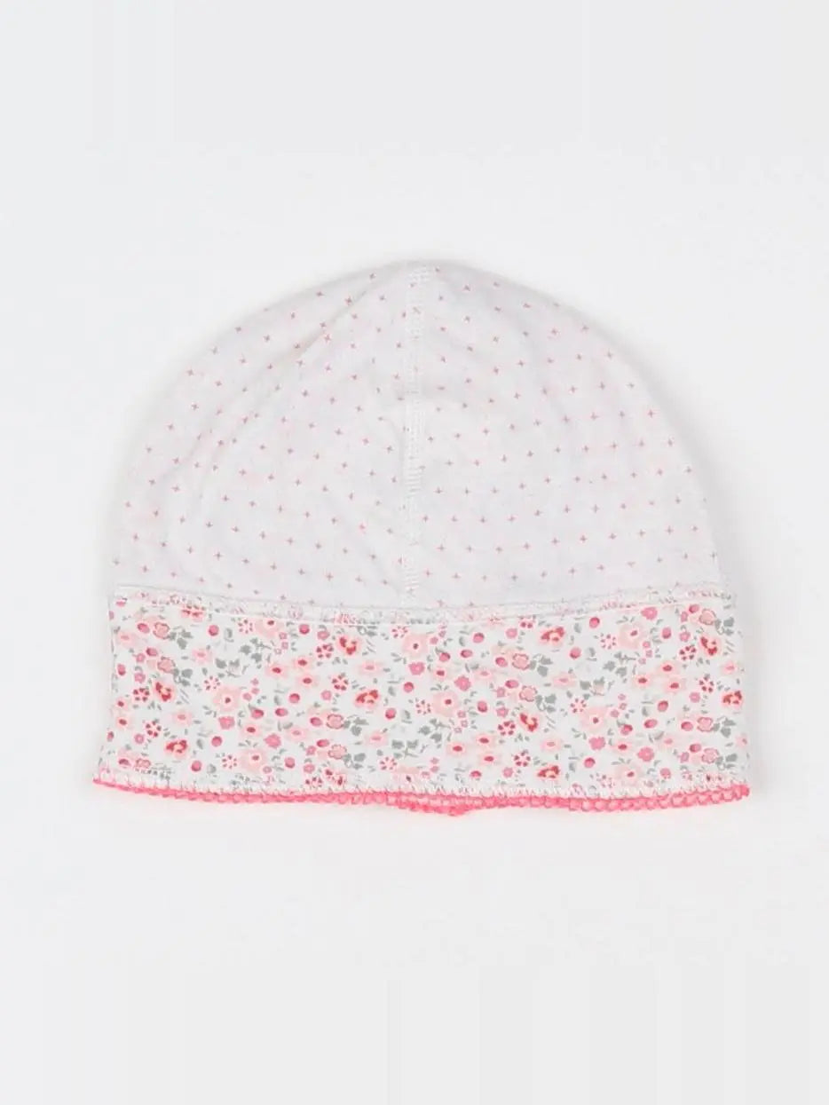 Petit Bateau - bonnet blanc, rose - 12 mois