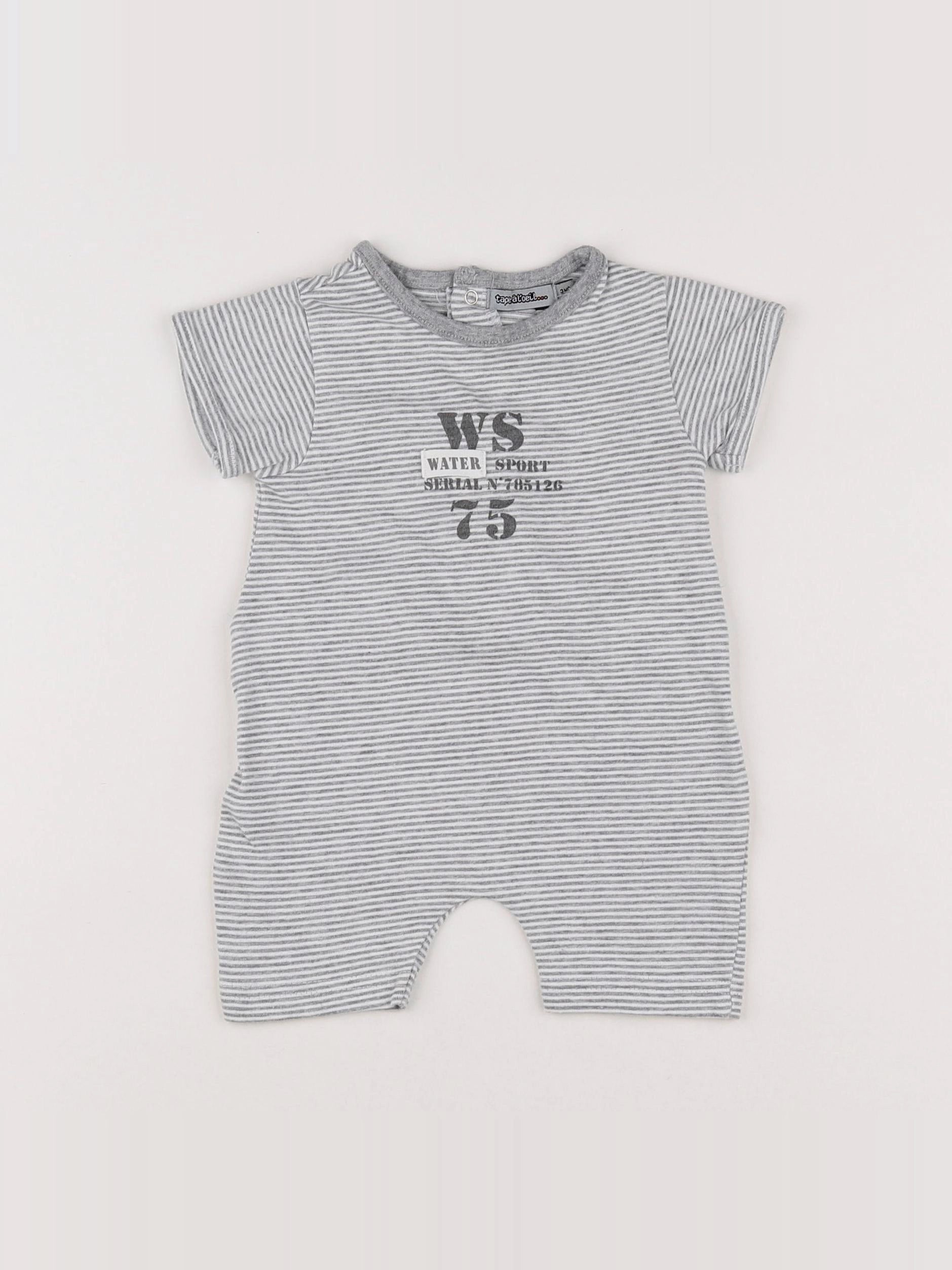 Tape à l'oeil - pyjama coton gris - 3 mois