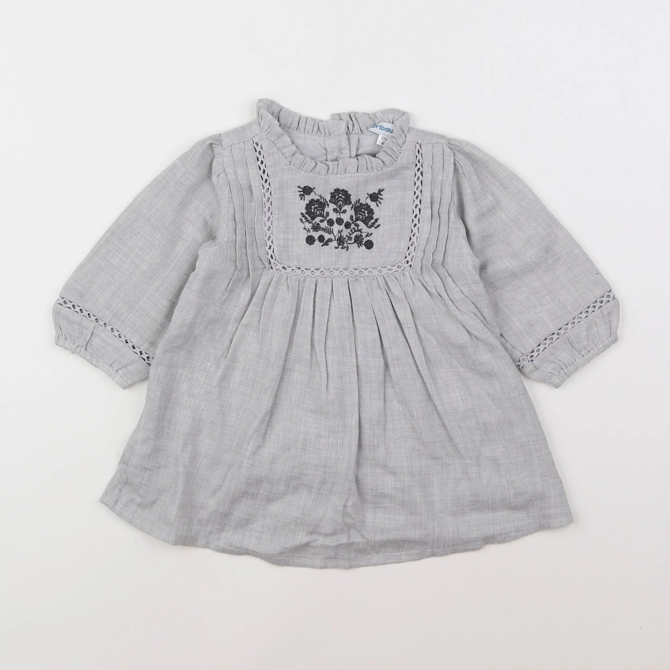 Vertbaudet - robe gris - 6 mois