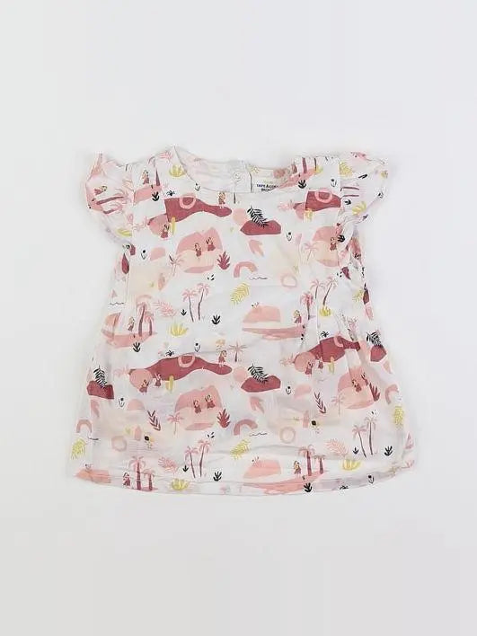 Tape à l'oeil - robe blanc, rose - 9 mois