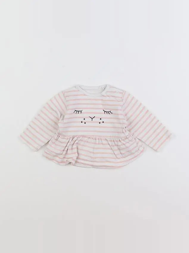 Zippy - tee-shirt blanc, rose - 0/1 mois