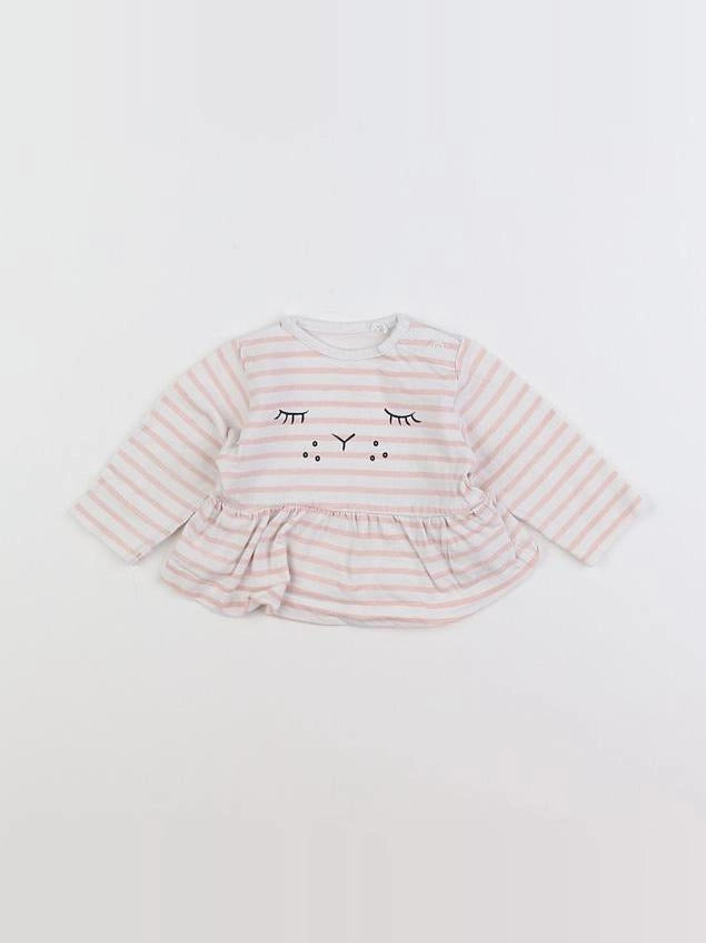 Zippy - tee-shirt blanc, rose - 0/1 mois