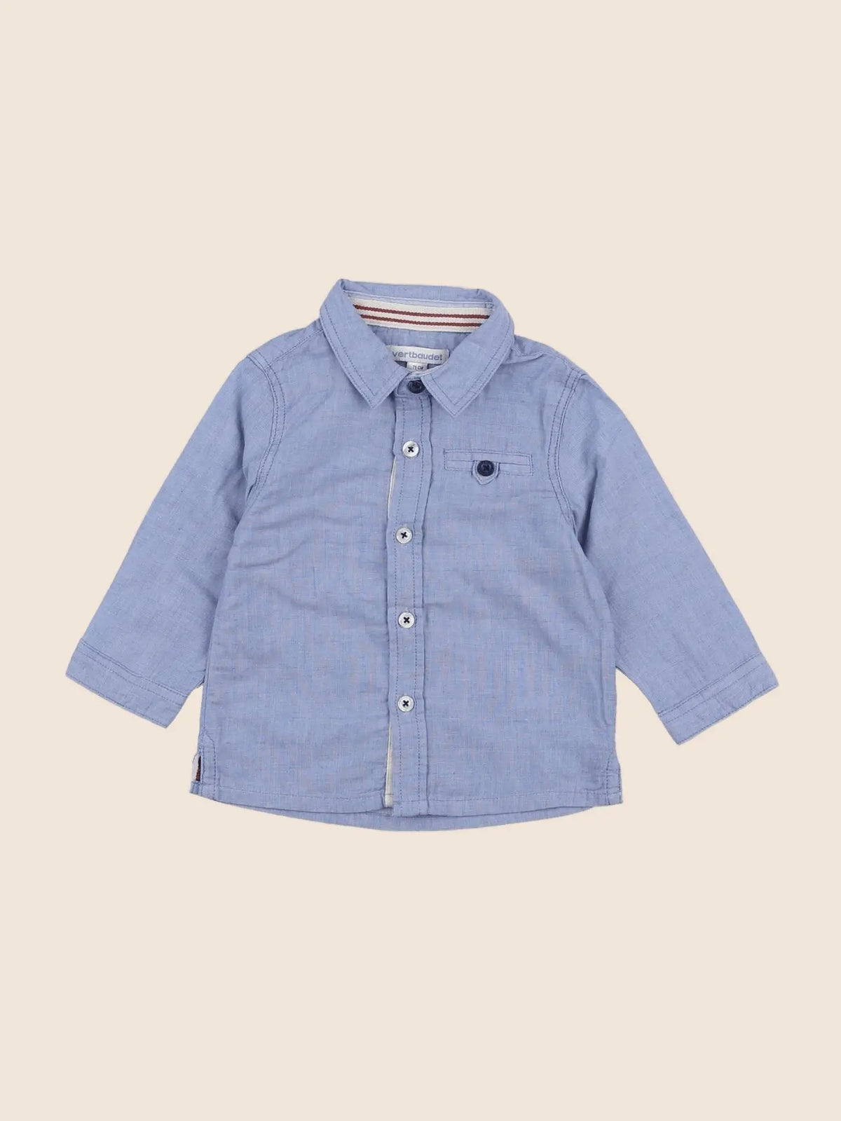 Vertbaudet - chemise bleu - 9 mois