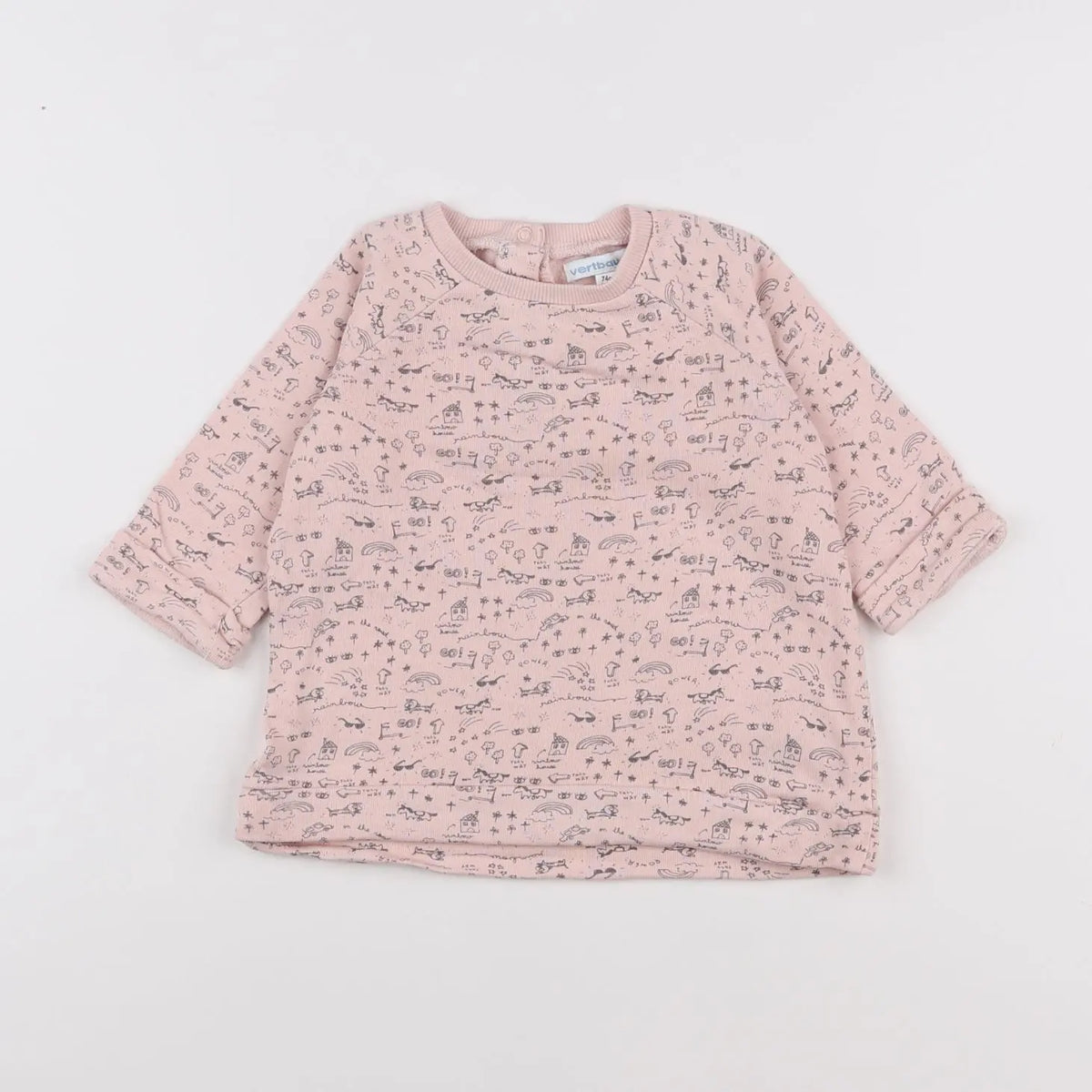 Vertbaudet - sweat rose - 12 mois