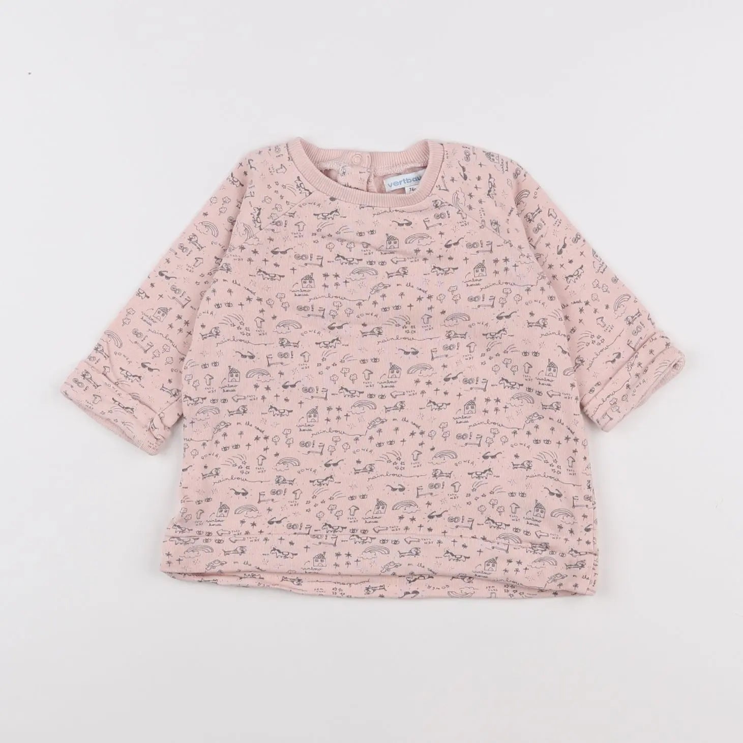Vertbaudet - sweat rose - 12 mois