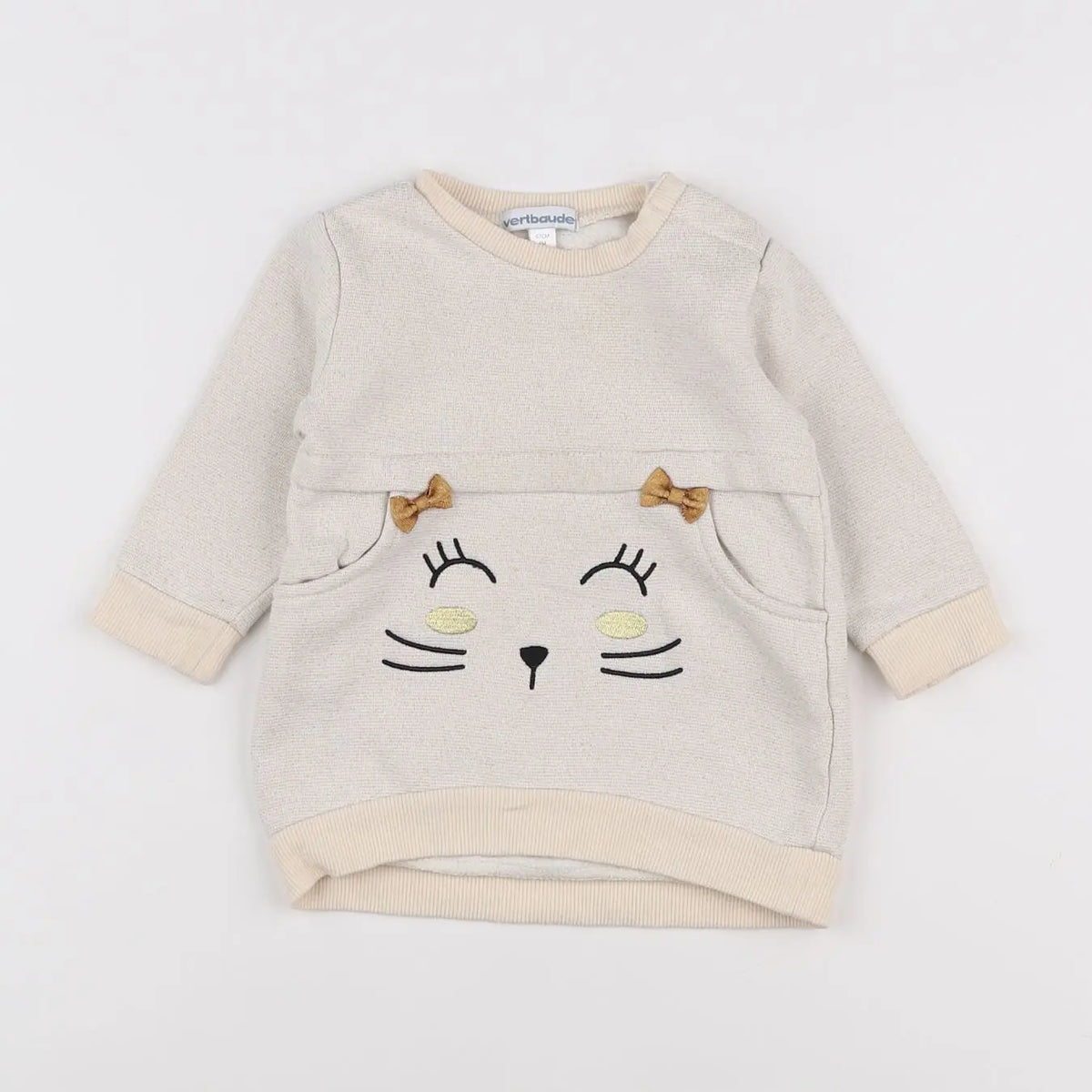 Vertbaudet - robe beige - 6 mois