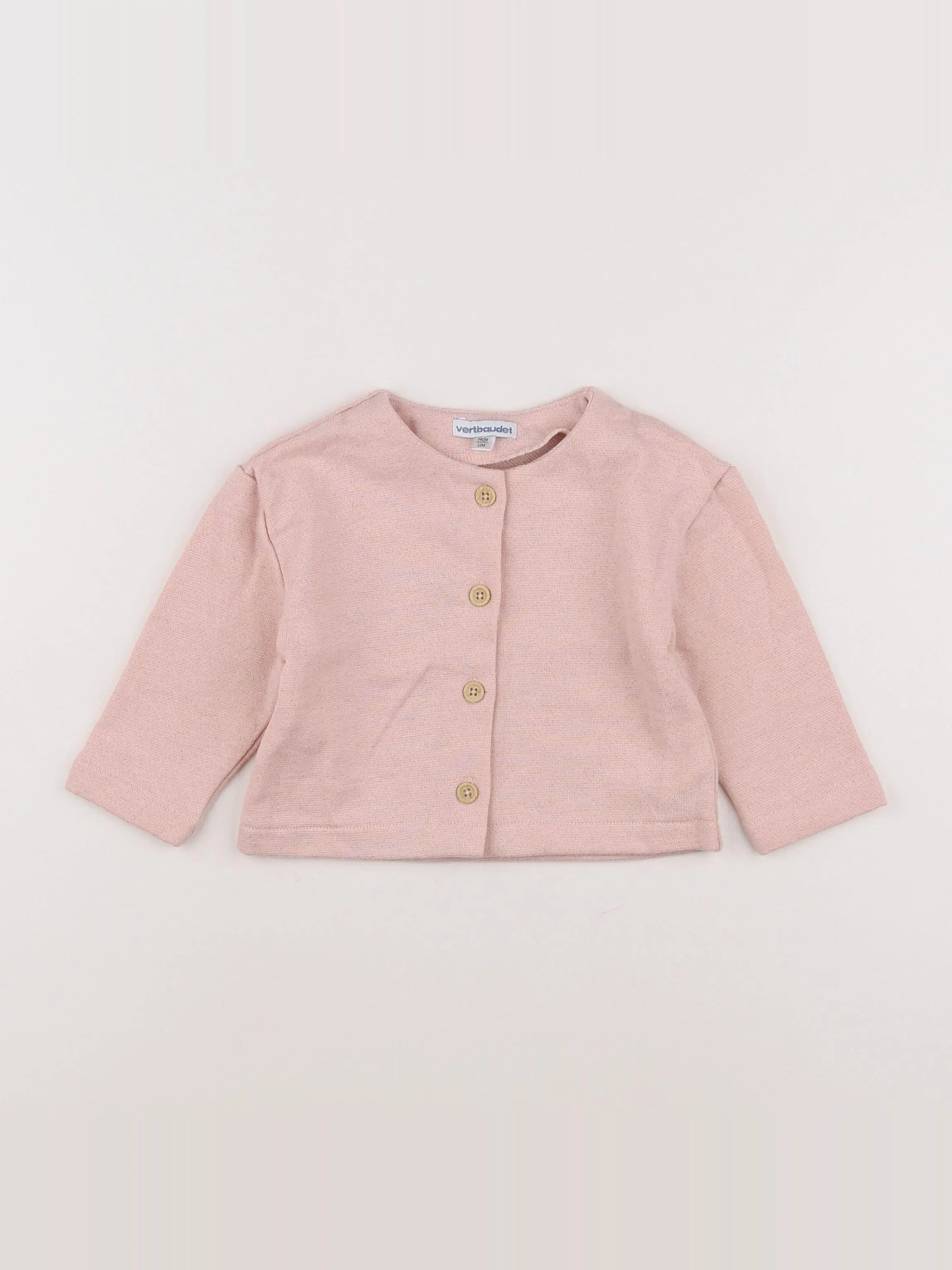 Vertbaudet - gilet rose - 12 mois