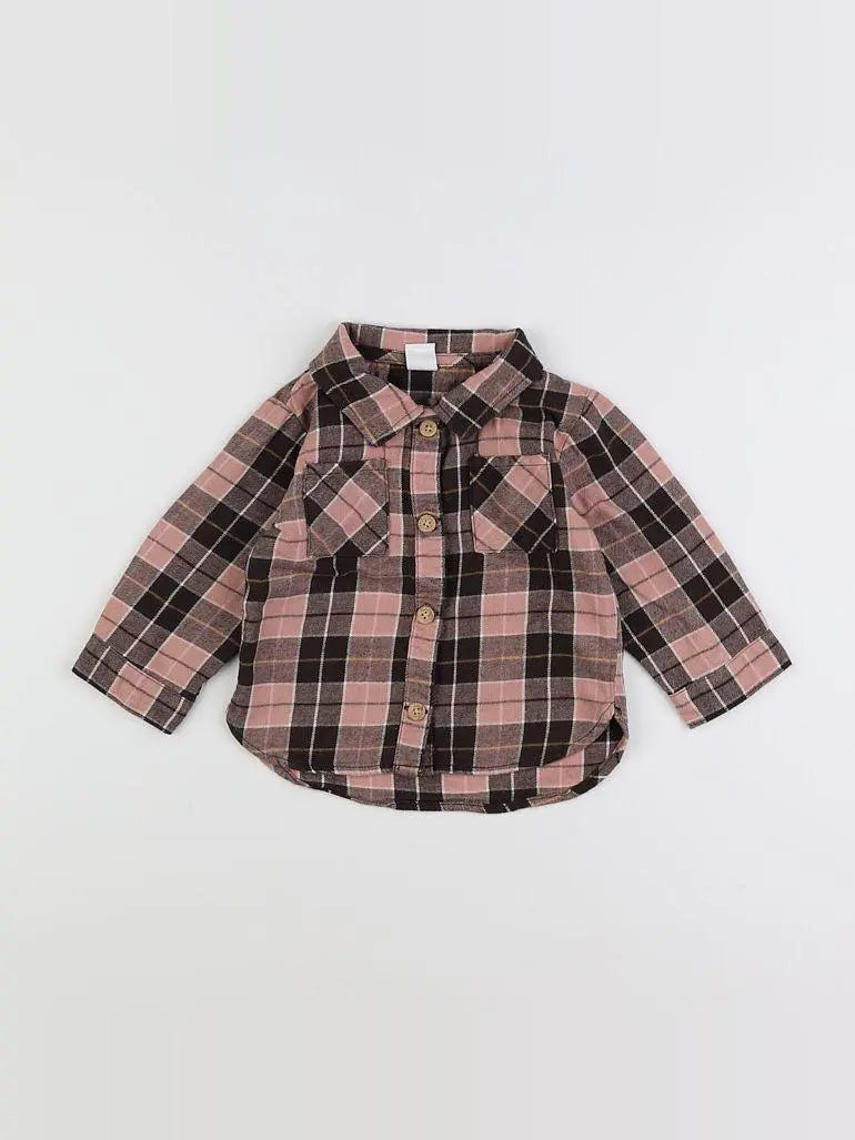 H&M - chemise marron, rose - 9/12 mois