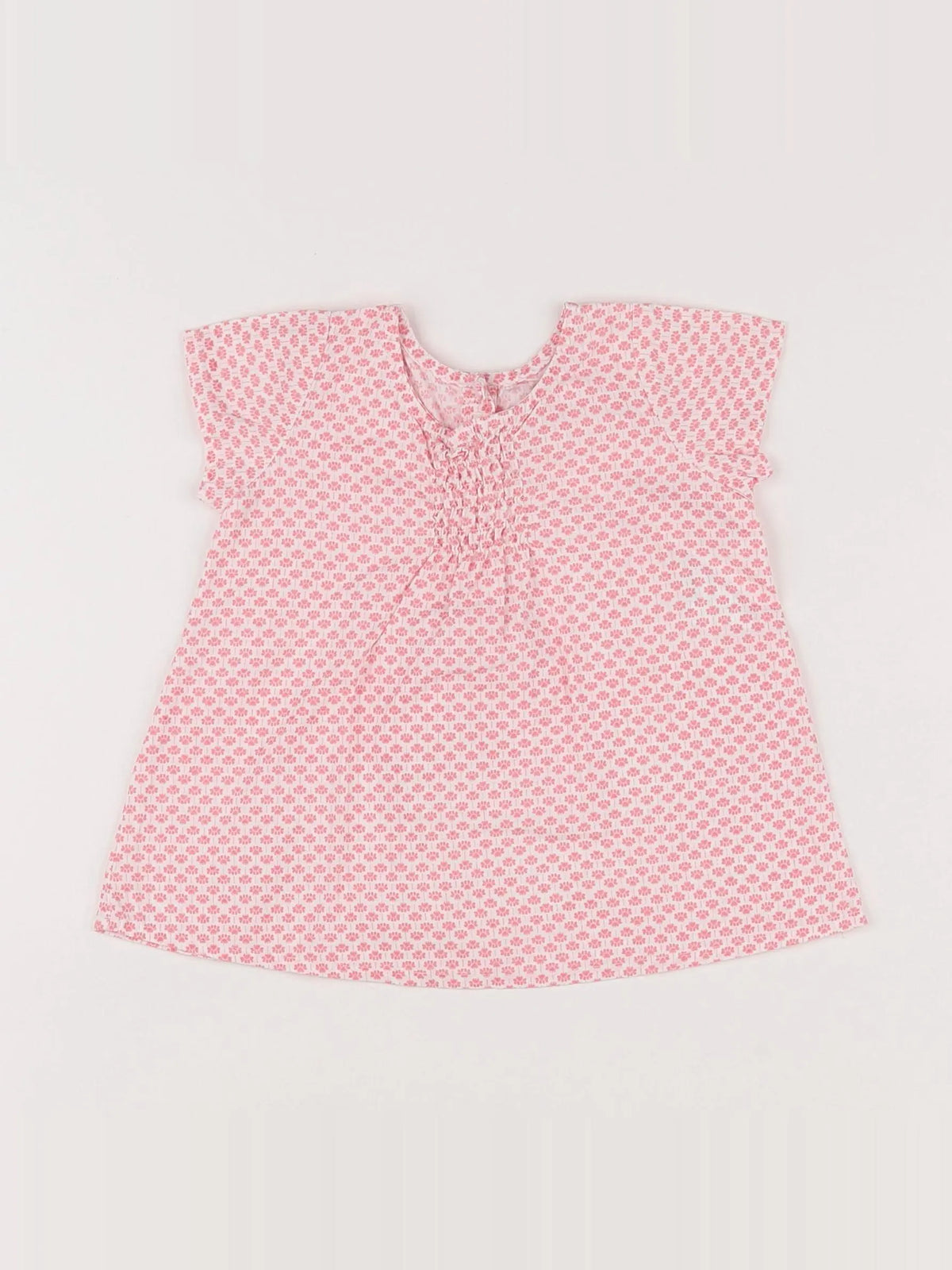 Benetton - robe blanc, rose - 3/6 mois