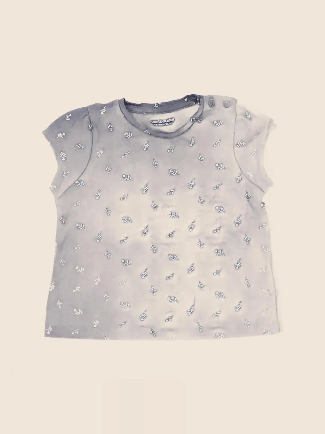 Vertbaudet - tee-shirt bleu, blanc - 12 mois