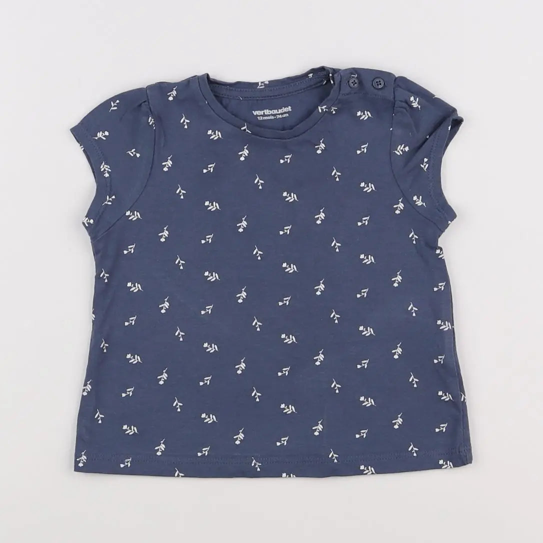 Vertbaudet - tee-shirt bleu, blanc - 12 mois