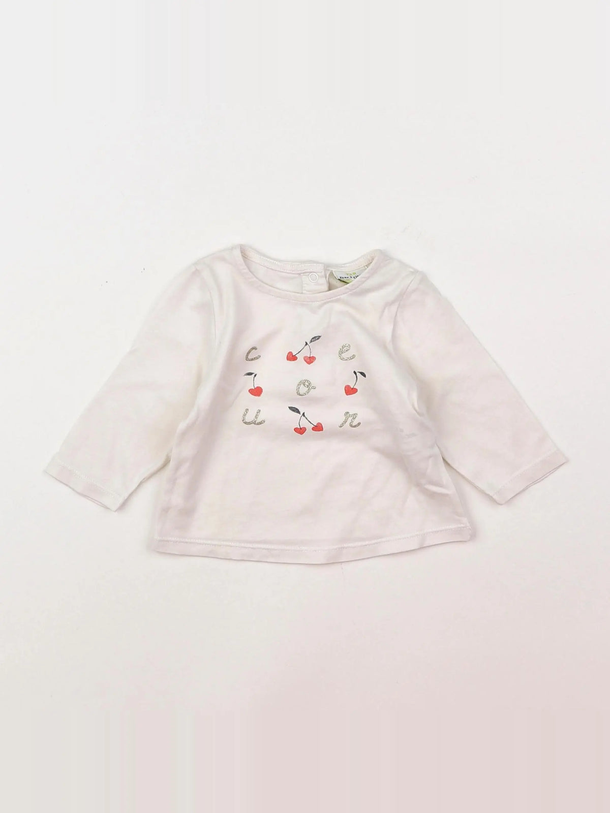 Tape à l'oeil - tee-shirt blanc, rose - 3 mois