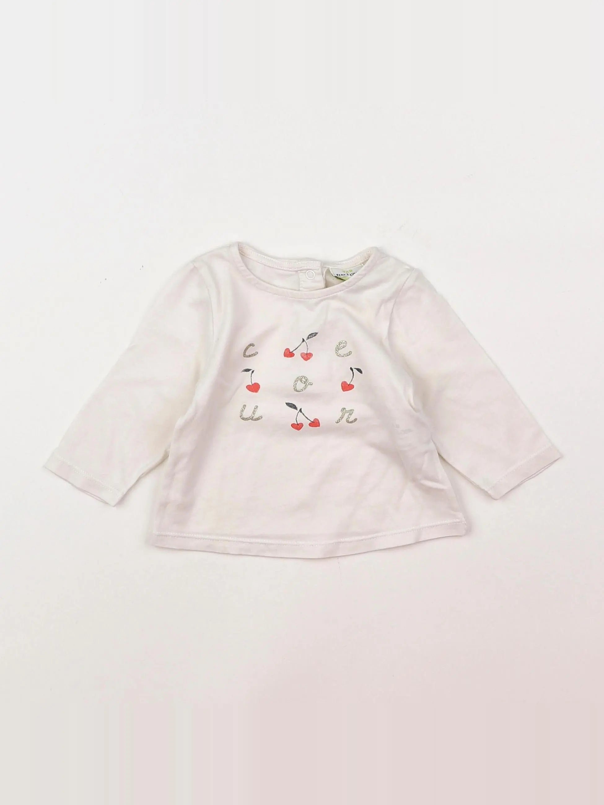 Tape à l'oeil - tee-shirt blanc, rose - 3 mois