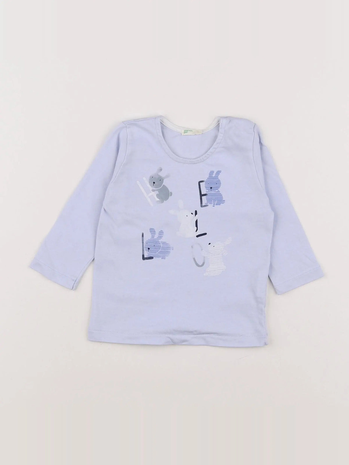 Benetton - tee-shirt bleu - 6/9 mois