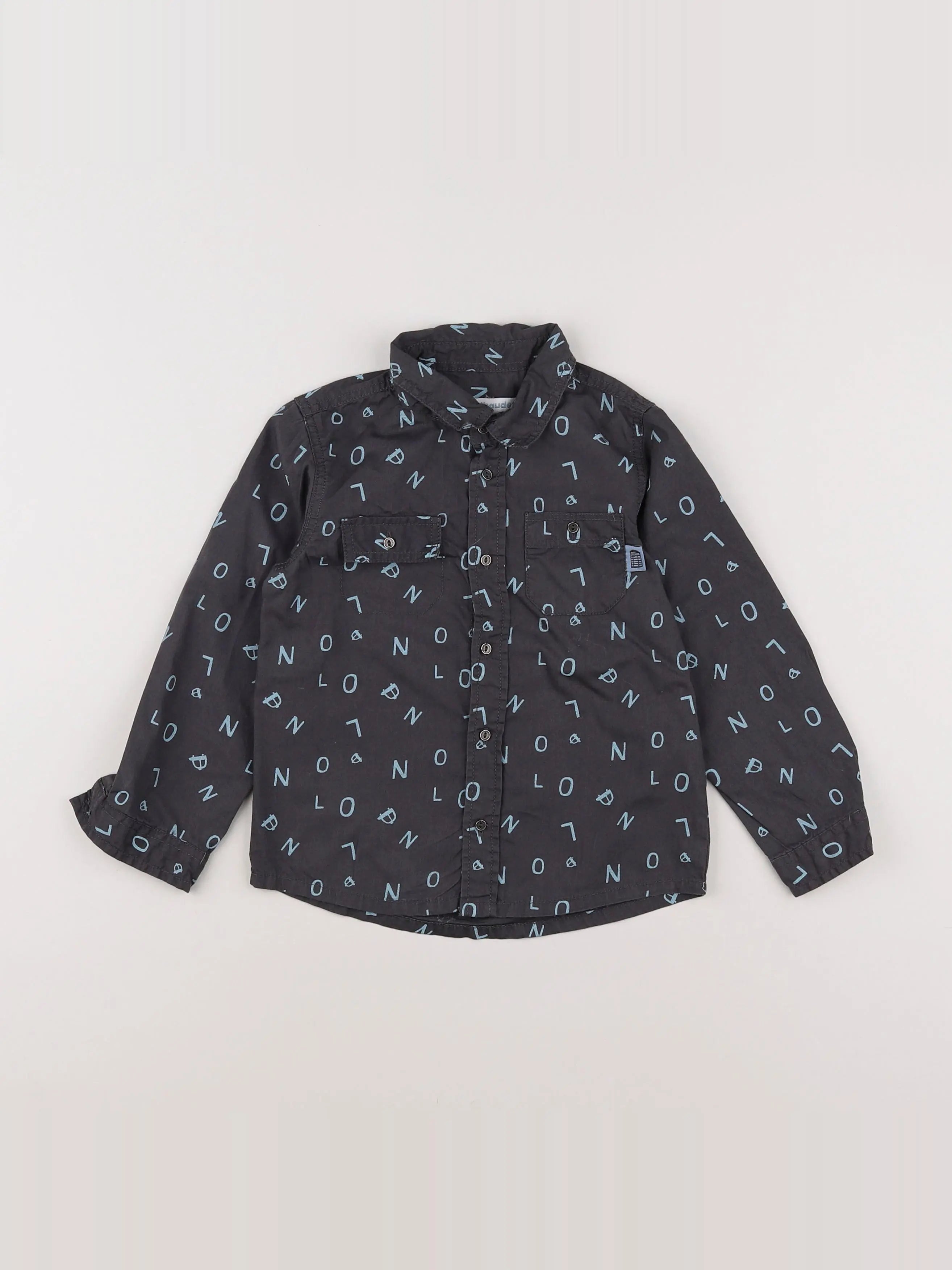 Vertbaudet - chemise gris, bleu - 3 ans