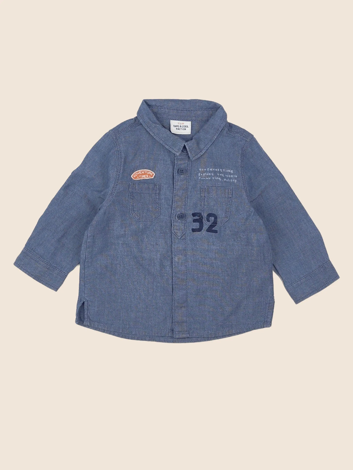 Tape à l'oeil - chemise bleu - 9 mois