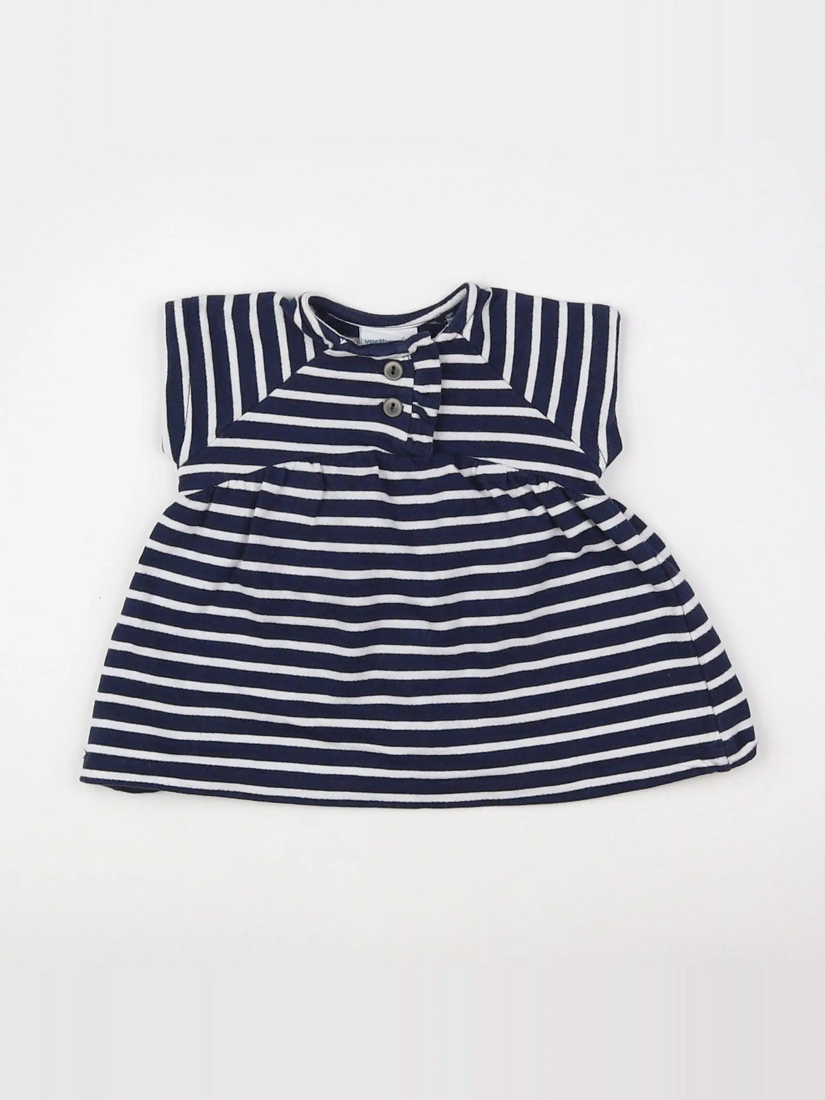 Vertbaudet - robe blanc, bleu - 3 mois