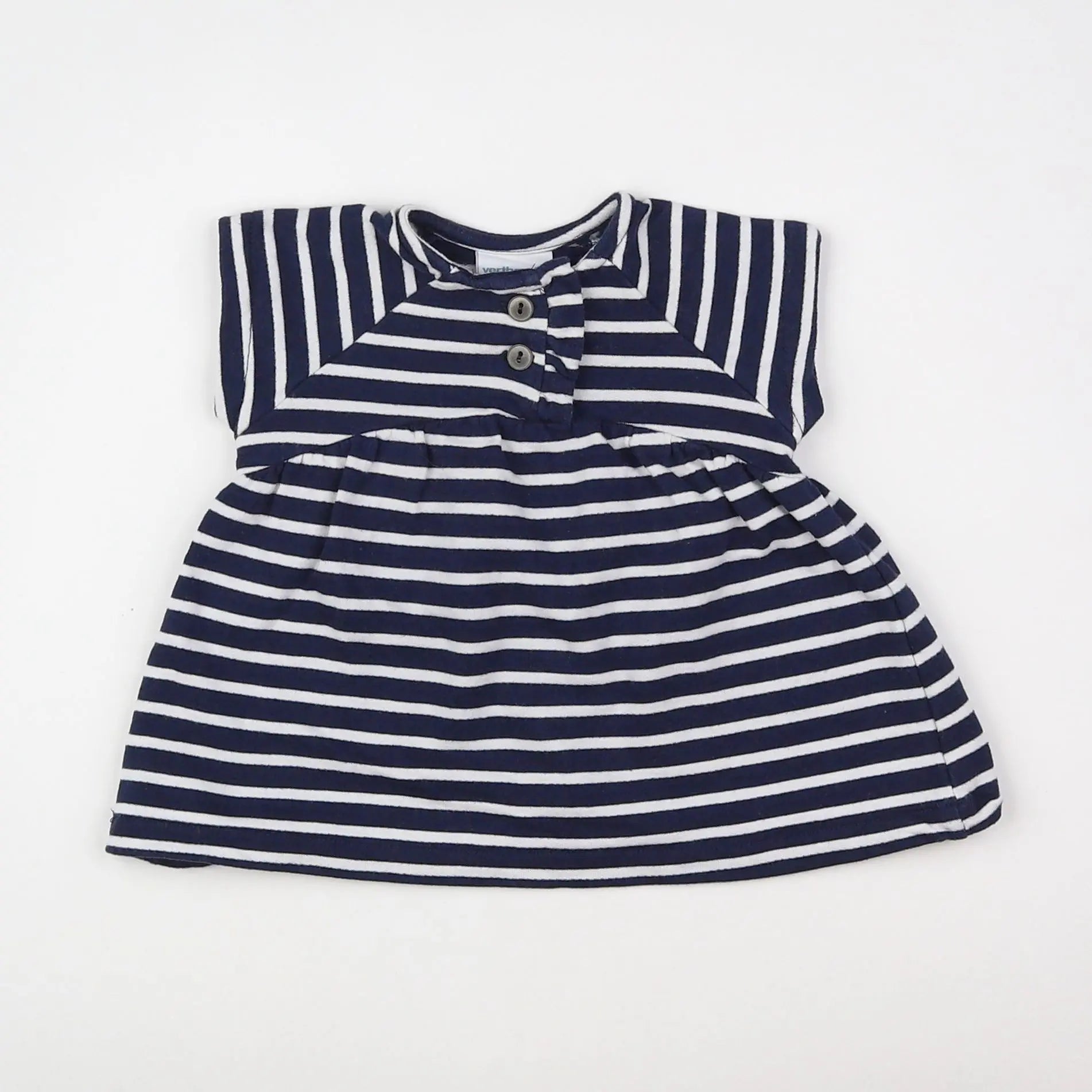Vertbaudet - robe blanc, bleu - 3 mois