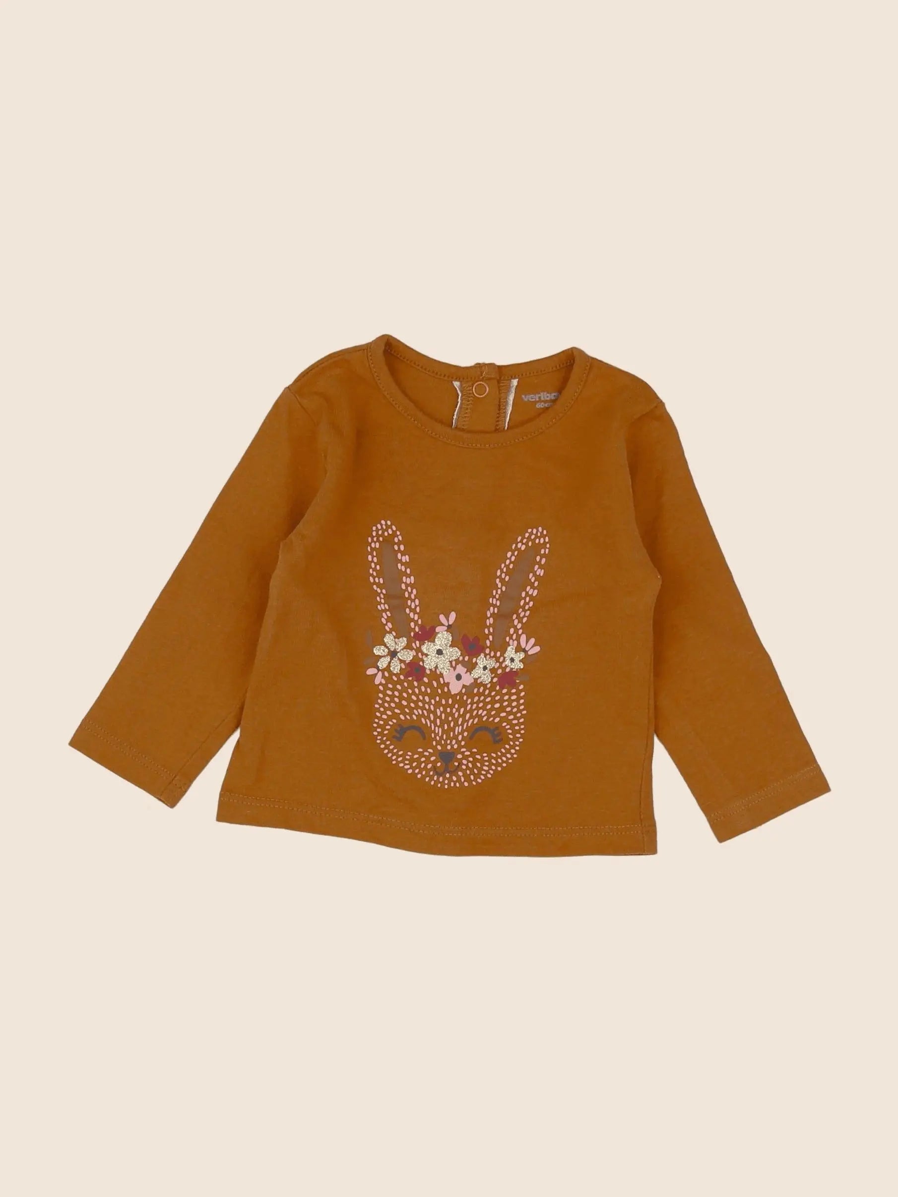 Vertbaudet - tee-shirt marron - 3 mois