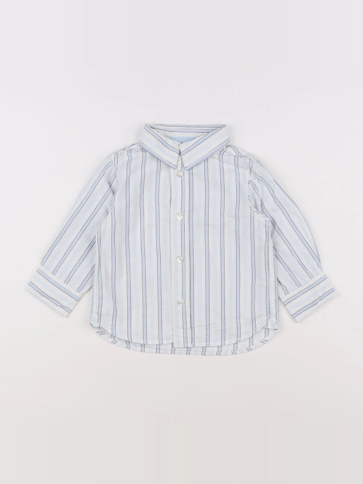 H&M - chemise bleu, blanc - 18 mois