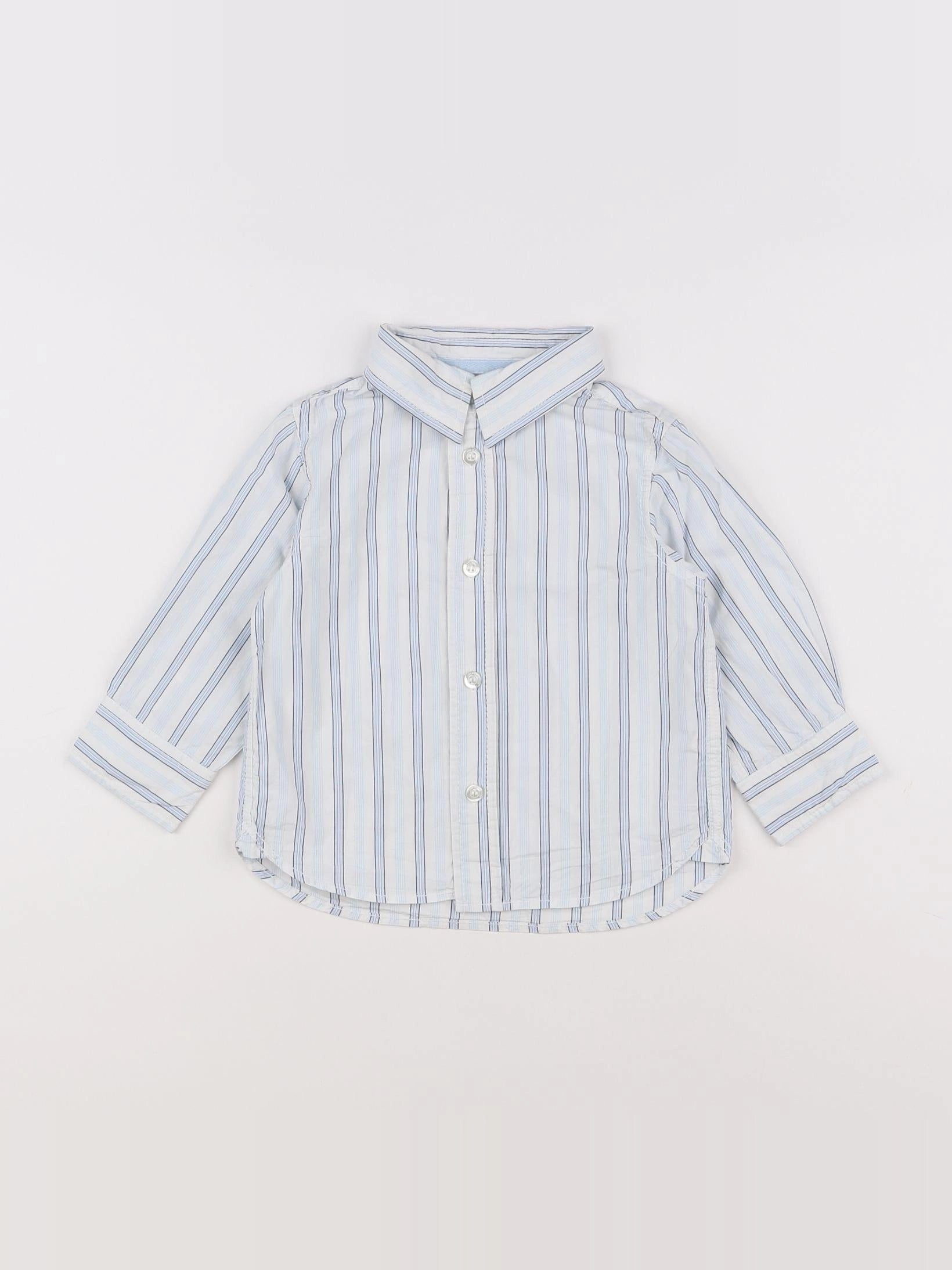 H&M - chemise bleu, blanc - 18 mois